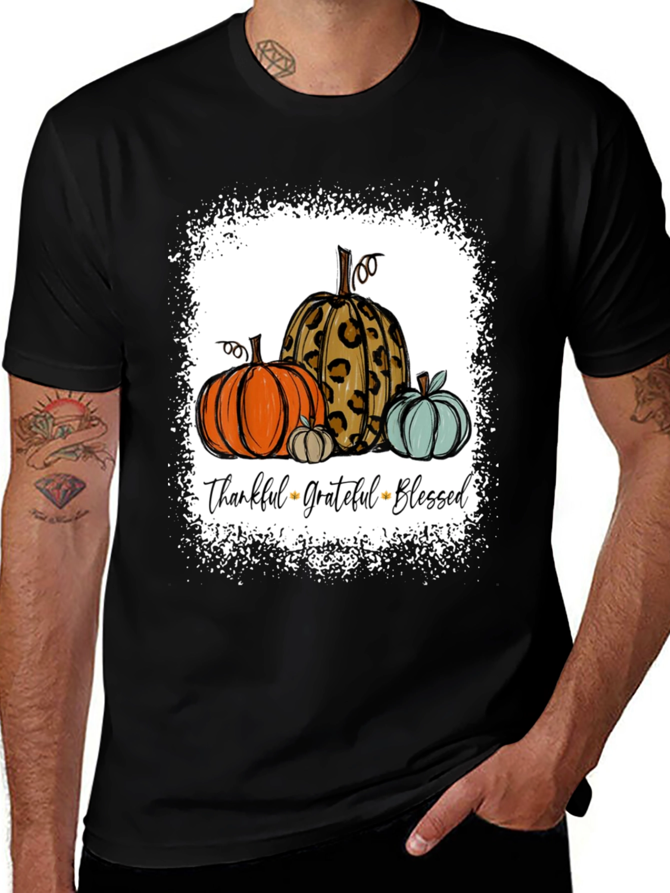 Thankful Grateful Blessed Fall Pumpkin T-Shirt