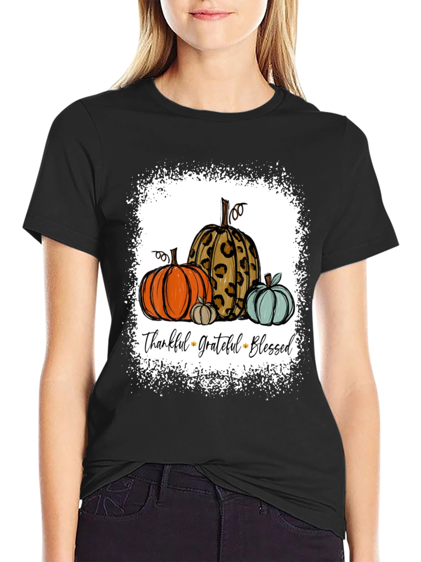 Thankful Grateful Blessed Fall Pumpkin T-Shirt