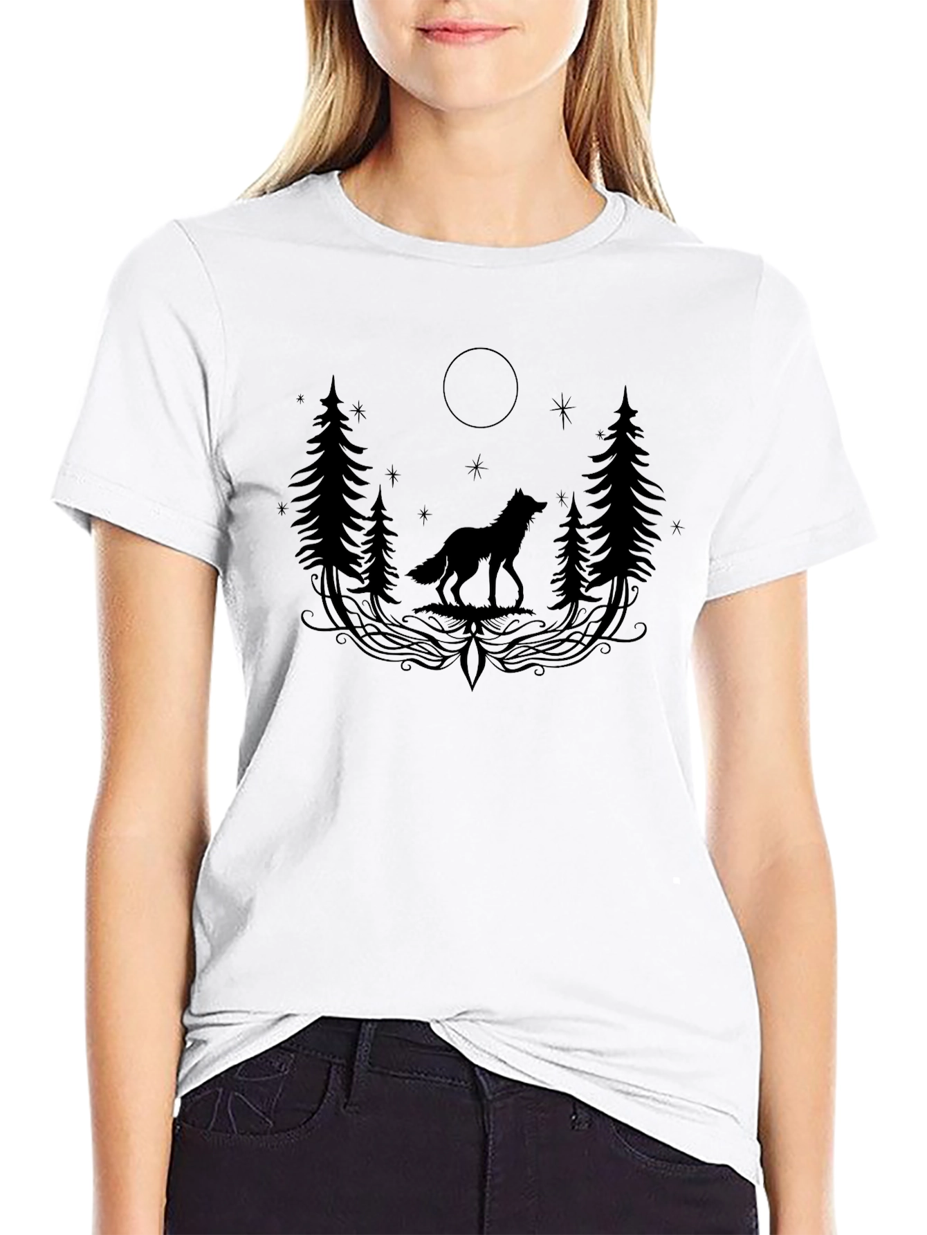 Wolf in the Woods Graphic Tee - Black