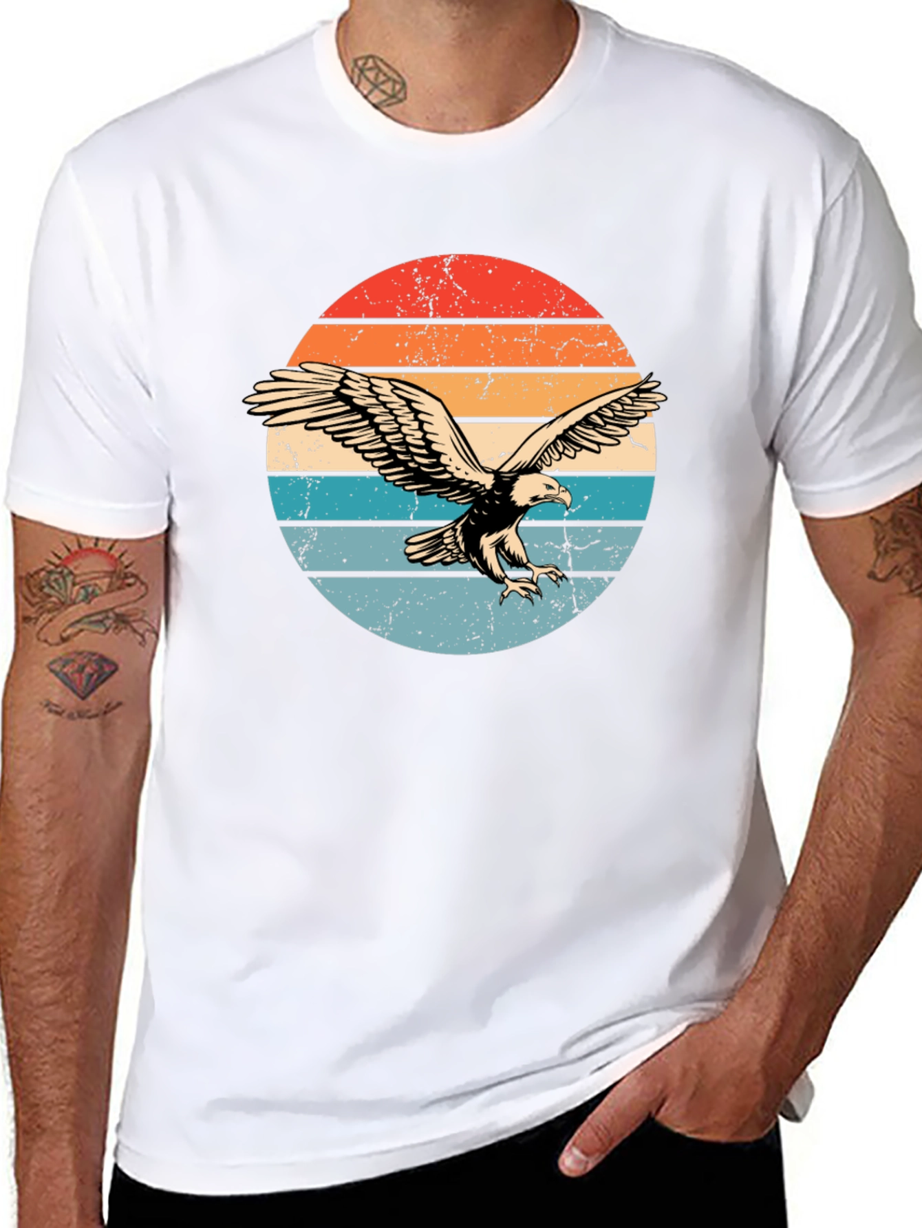 Retro Eagle Graphic T-Shirt - Black
