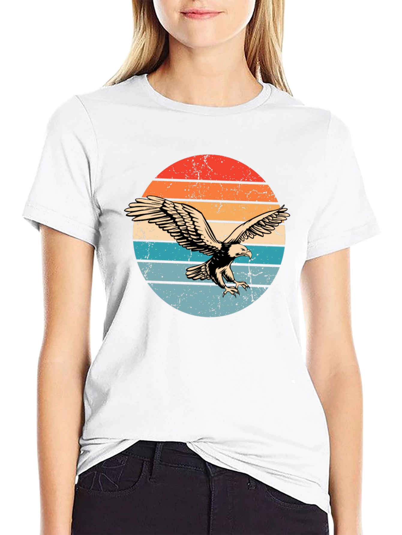 Retro Eagle Graphic T-Shirt - Black