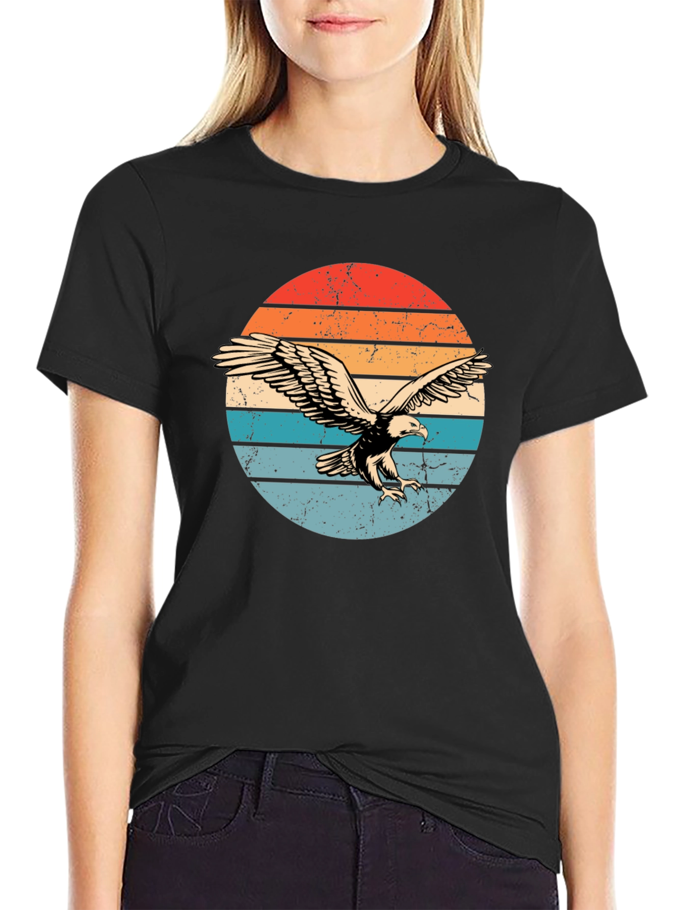 Retro Eagle Graphic T-Shirt - Black