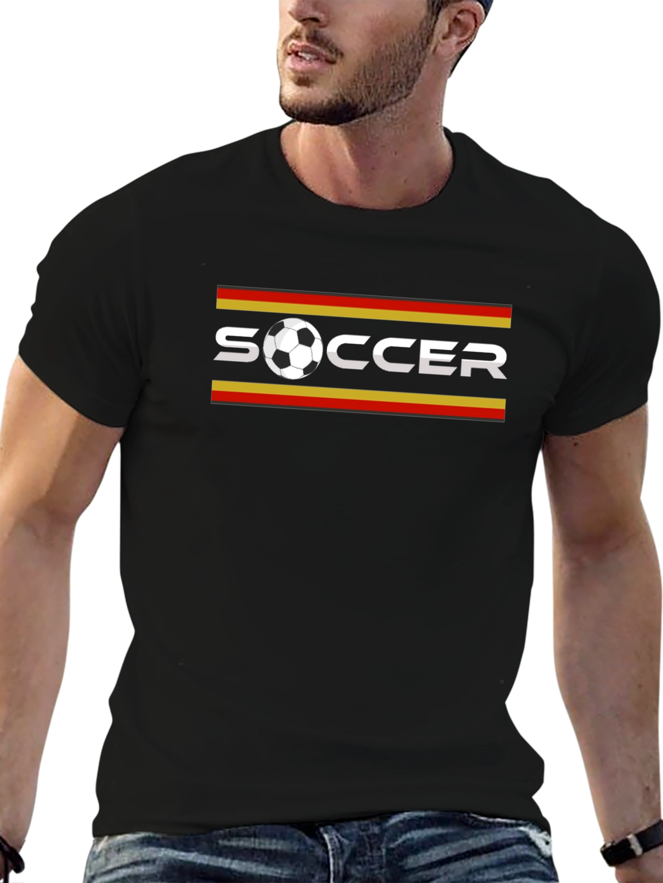 Soccer Graphic T-Shirt - Black Cotton Tee