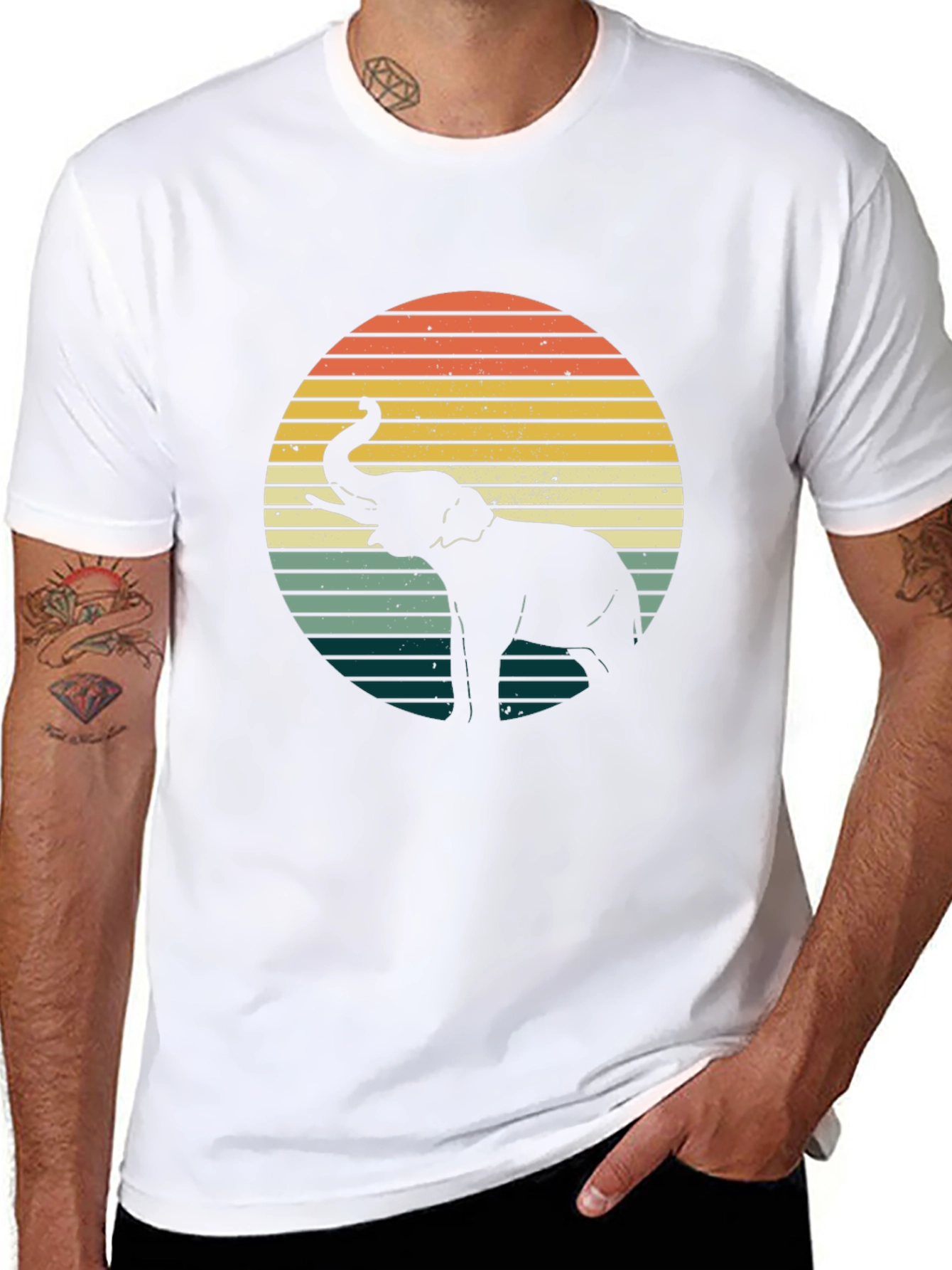 Retro Elephant Sunset T-Shirt