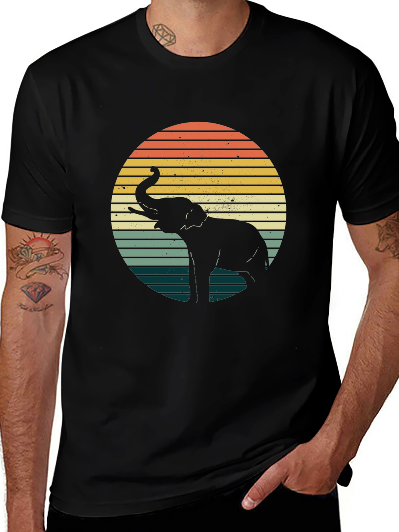 Retro Elephant Sunset T-Shirt