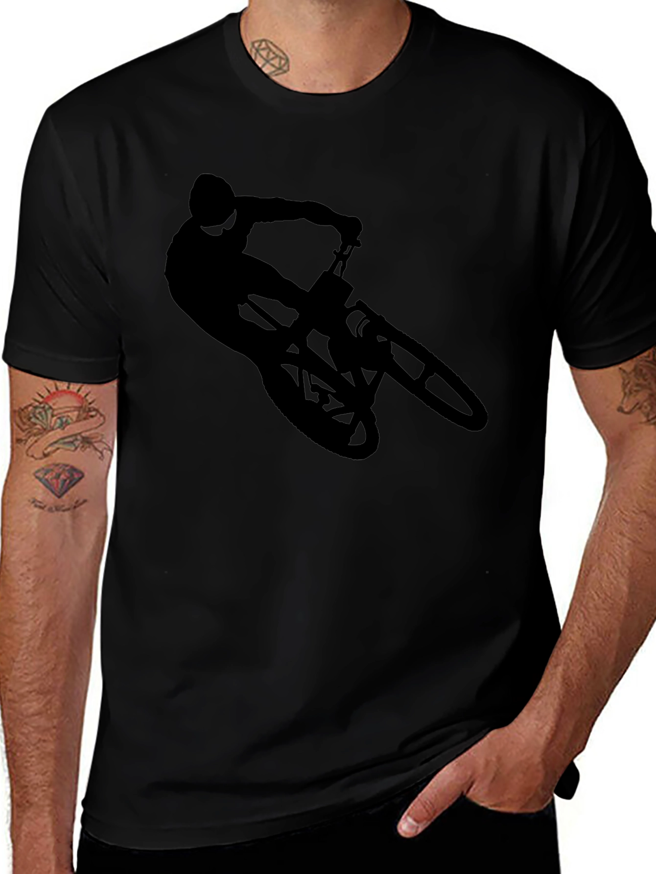 Black Mountain Biker Silhouette Graphic Tee