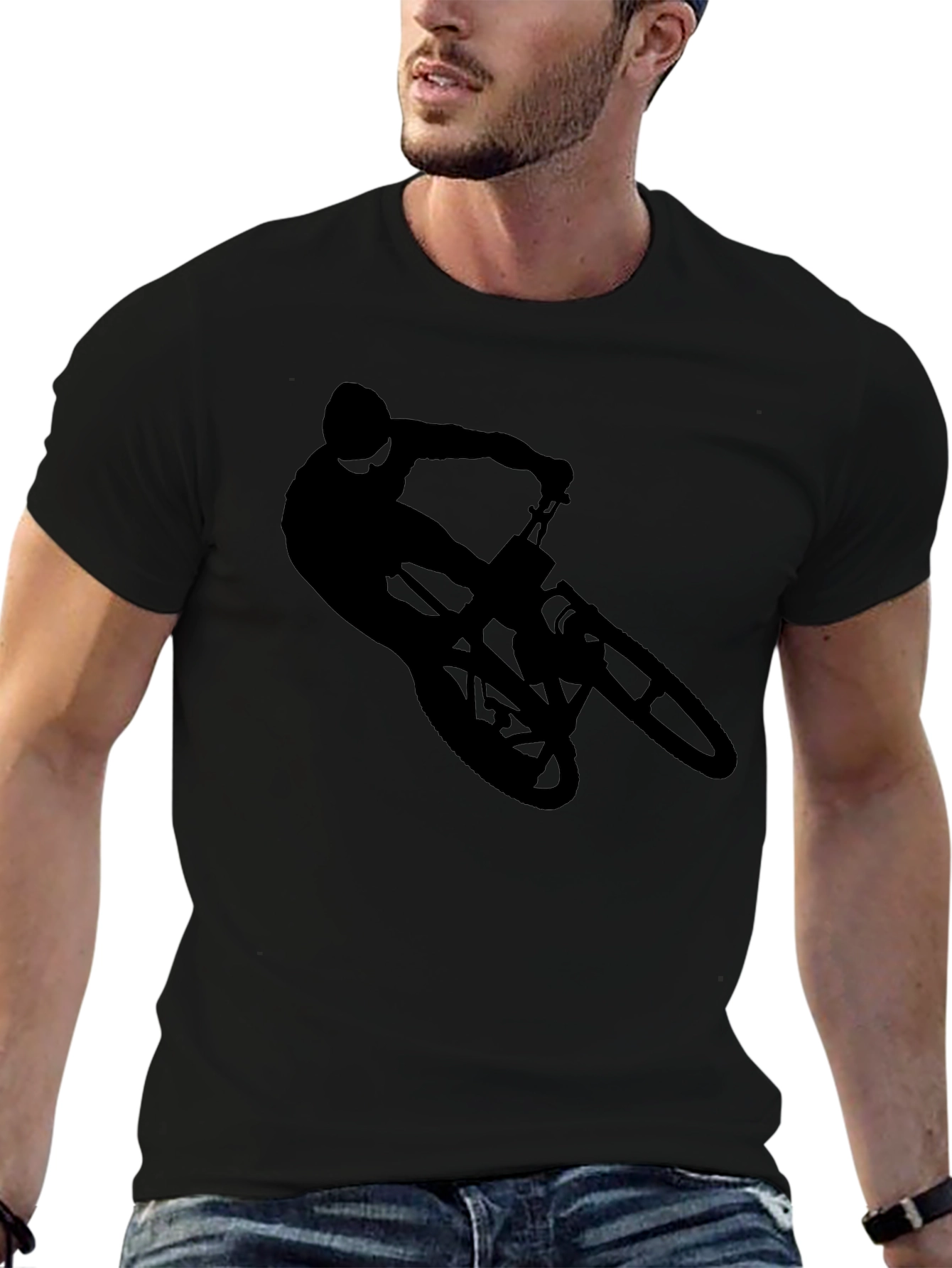Black Mountain Biker Silhouette Graphic Tee