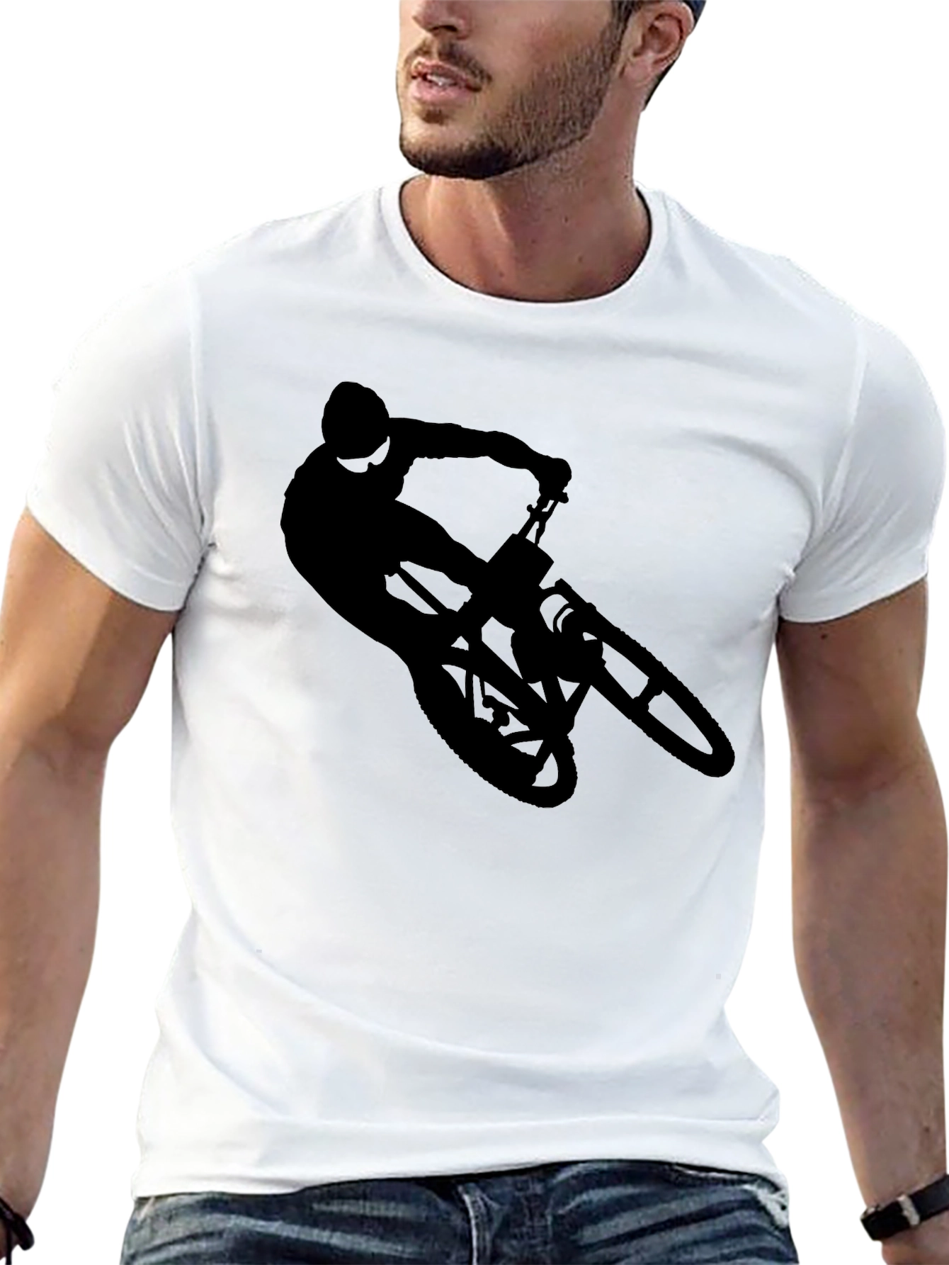 Black Mountain Biker Silhouette Graphic Tee