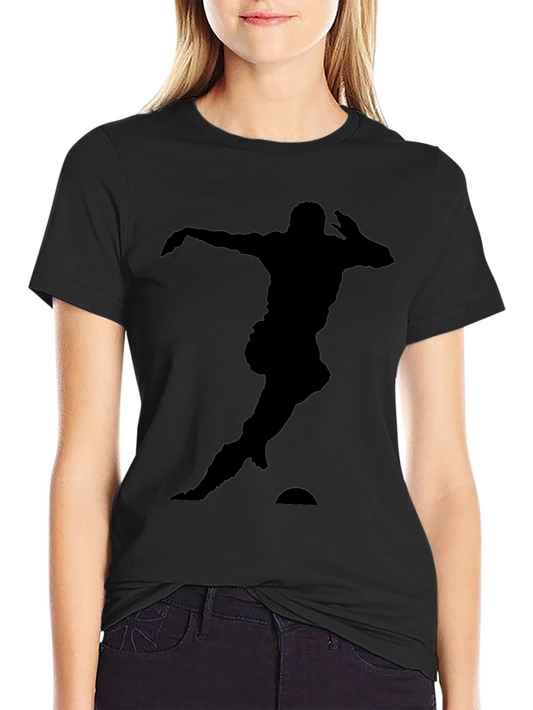 Silhouette Soccer Player T-Shirt - Black Cotton Tee