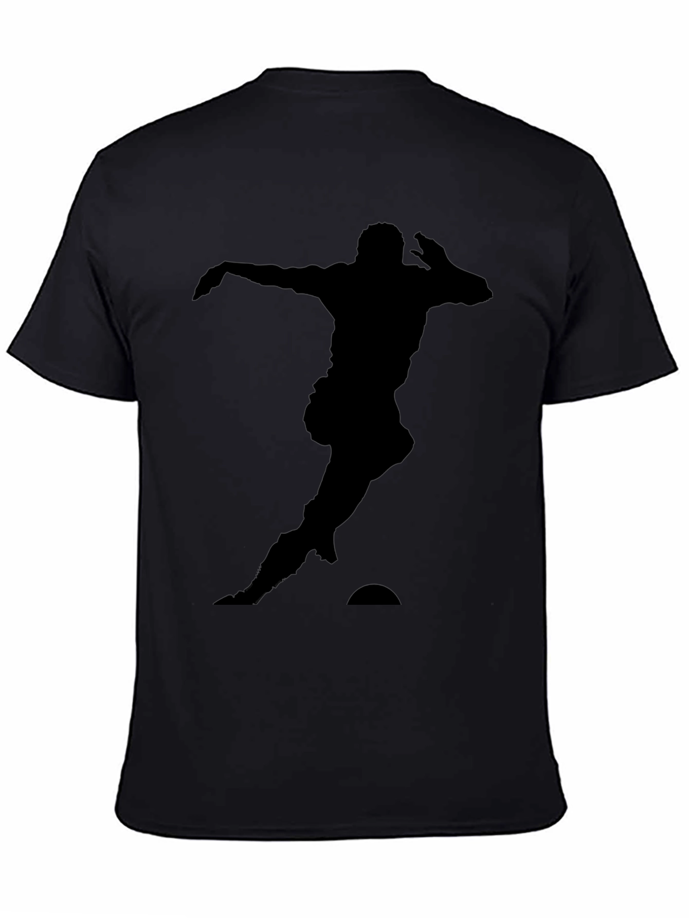 Silhouette Soccer Player T-Shirt - Black Cotton Tee