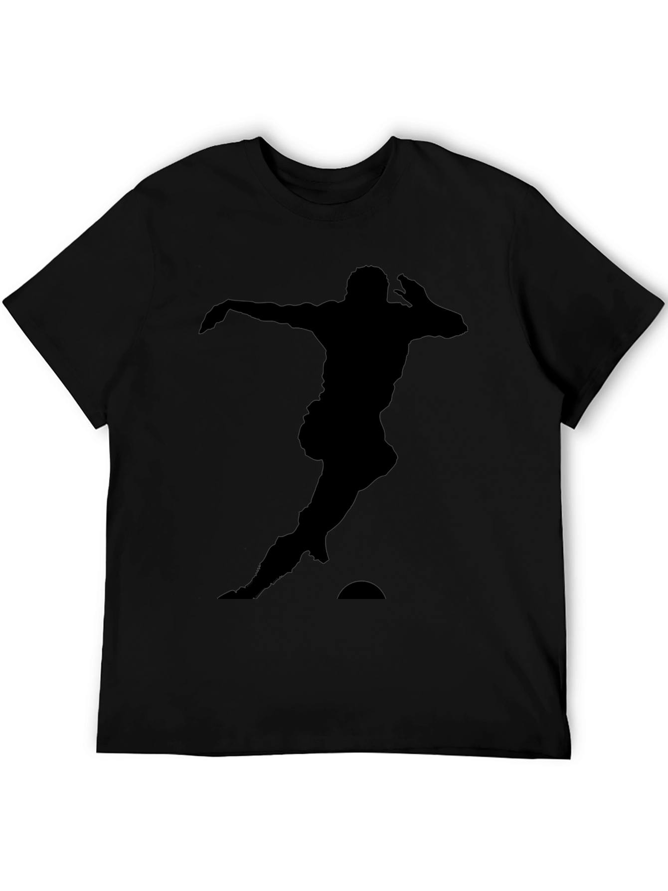Silhouette Soccer Player T-Shirt - Black Cotton Tee