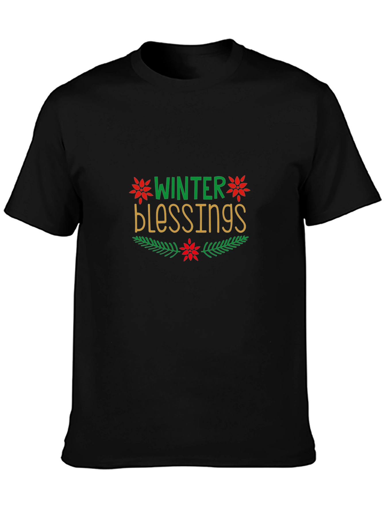 Winter Blessings Graphic Black Tee