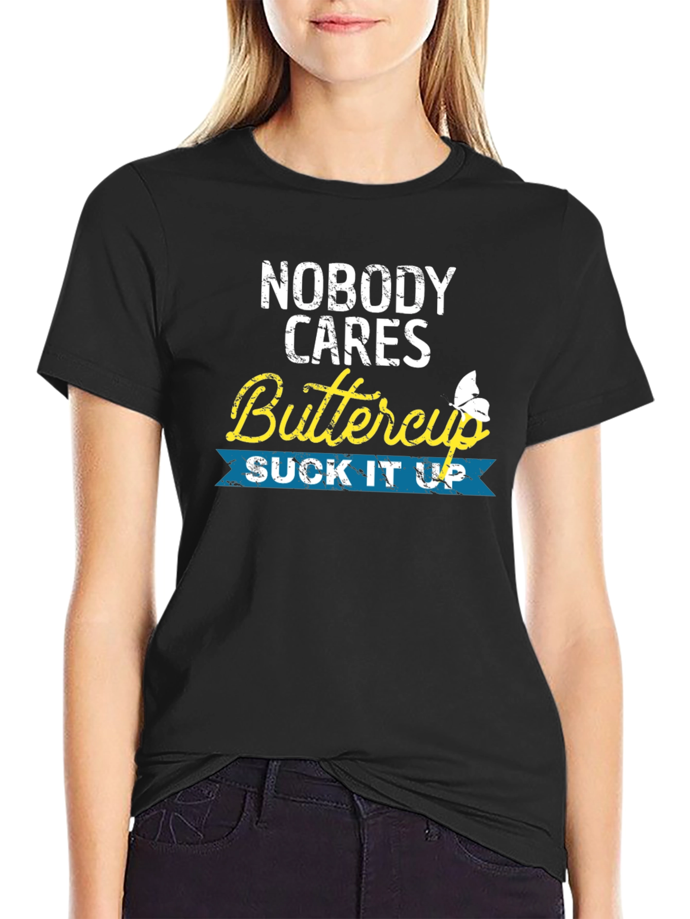 Nobody Cares Buttercup Graphic T-Shirt