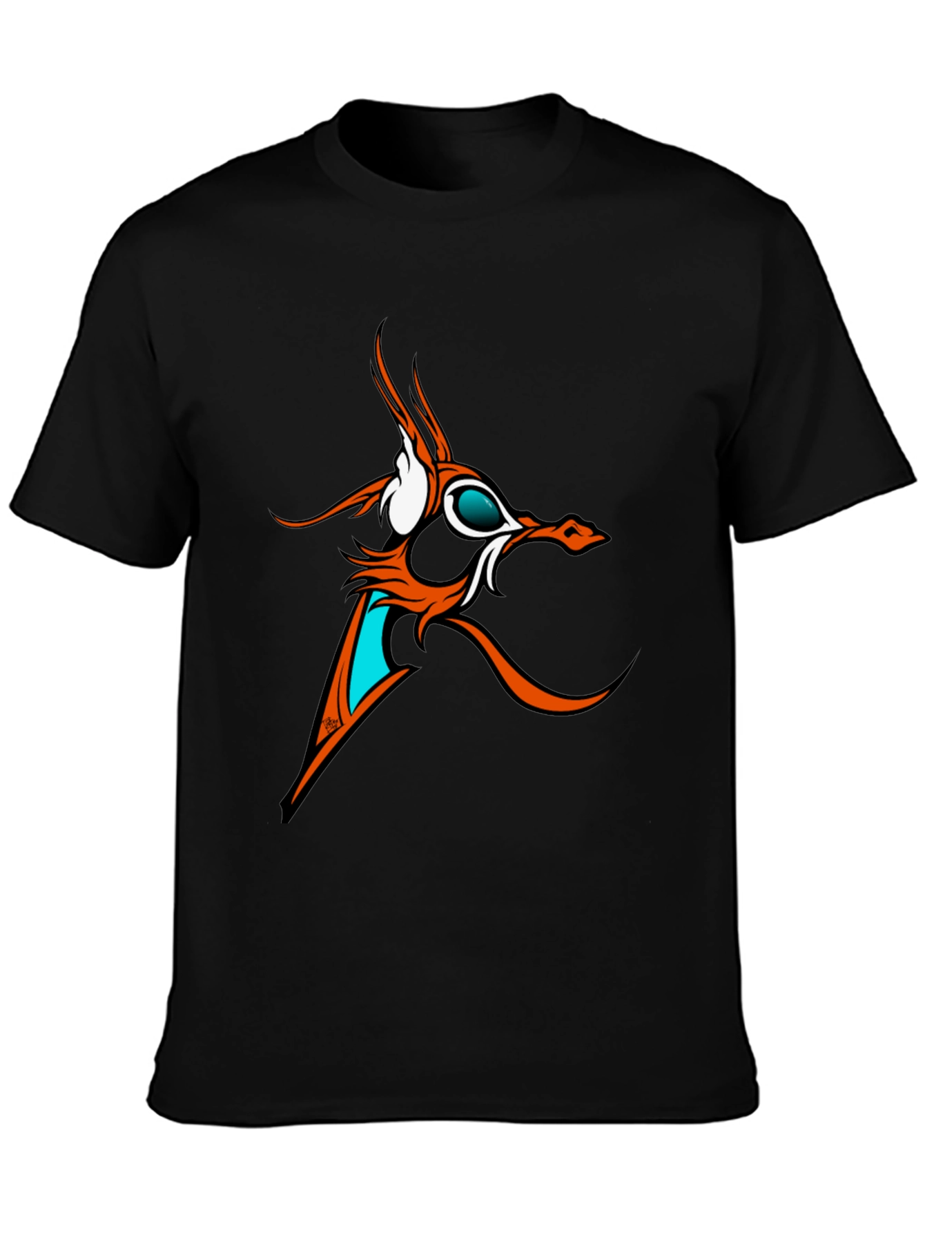 Abstract Dragon Graphic Tee - Black