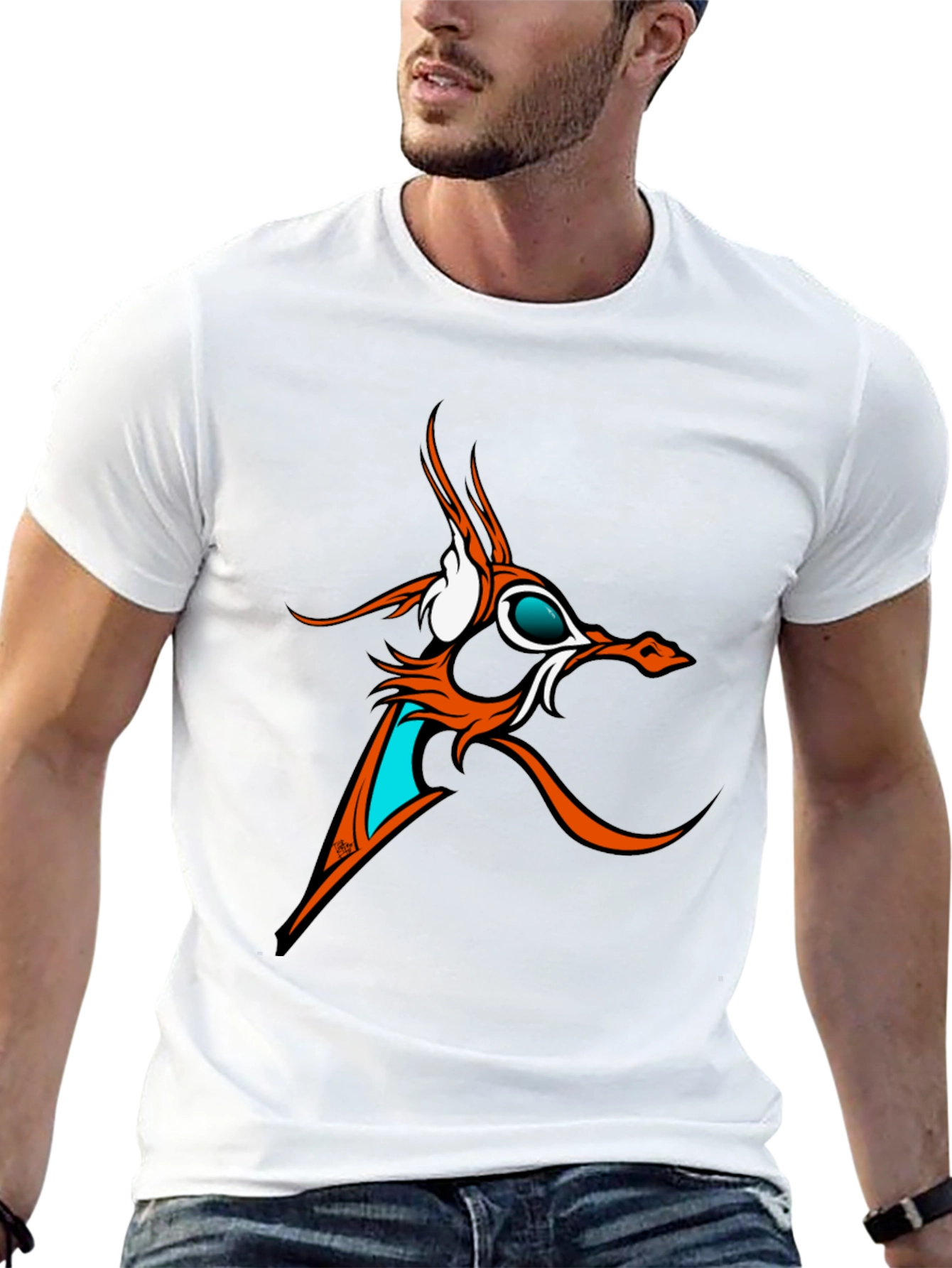 Abstract Dragon Graphic Tee - Black