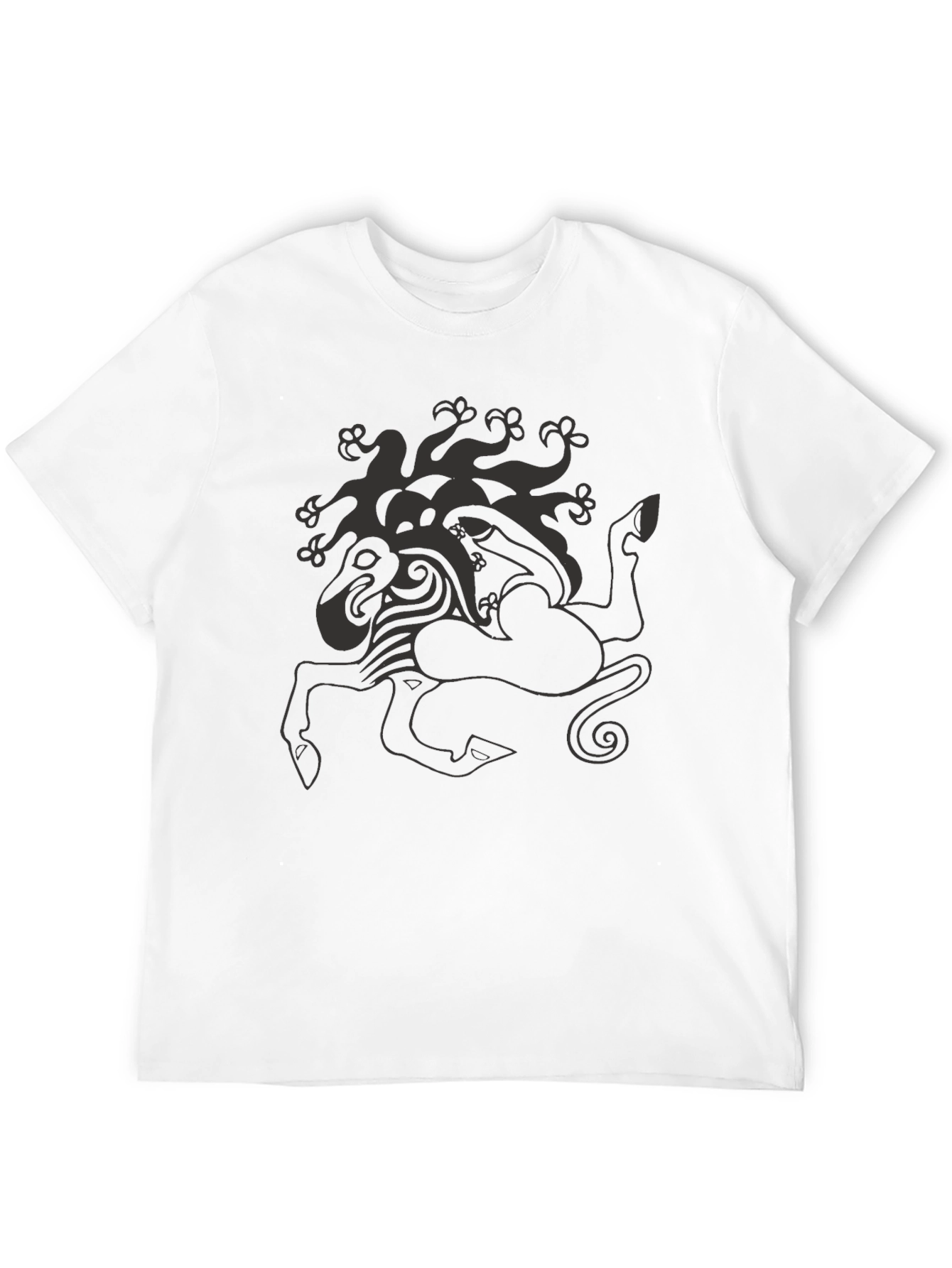 Mythical Creature Graphic Tee - Black Cotton Shirt