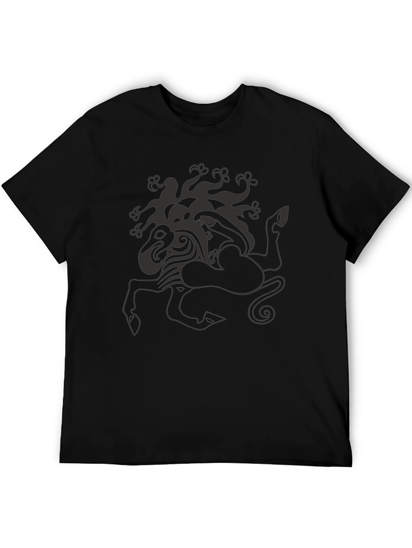 Mythical Creature Graphic Tee - Black Cotton Shirt