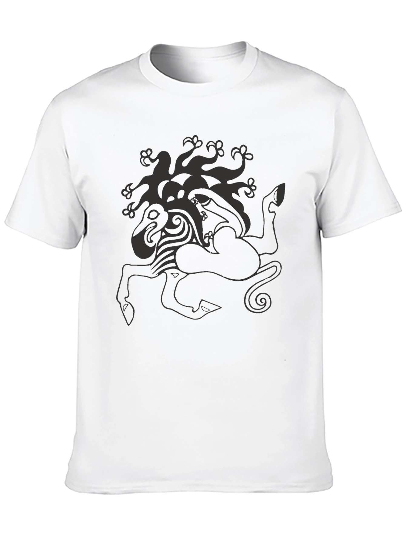 Mythical Creature Graphic Tee - Black Cotton Shirt
