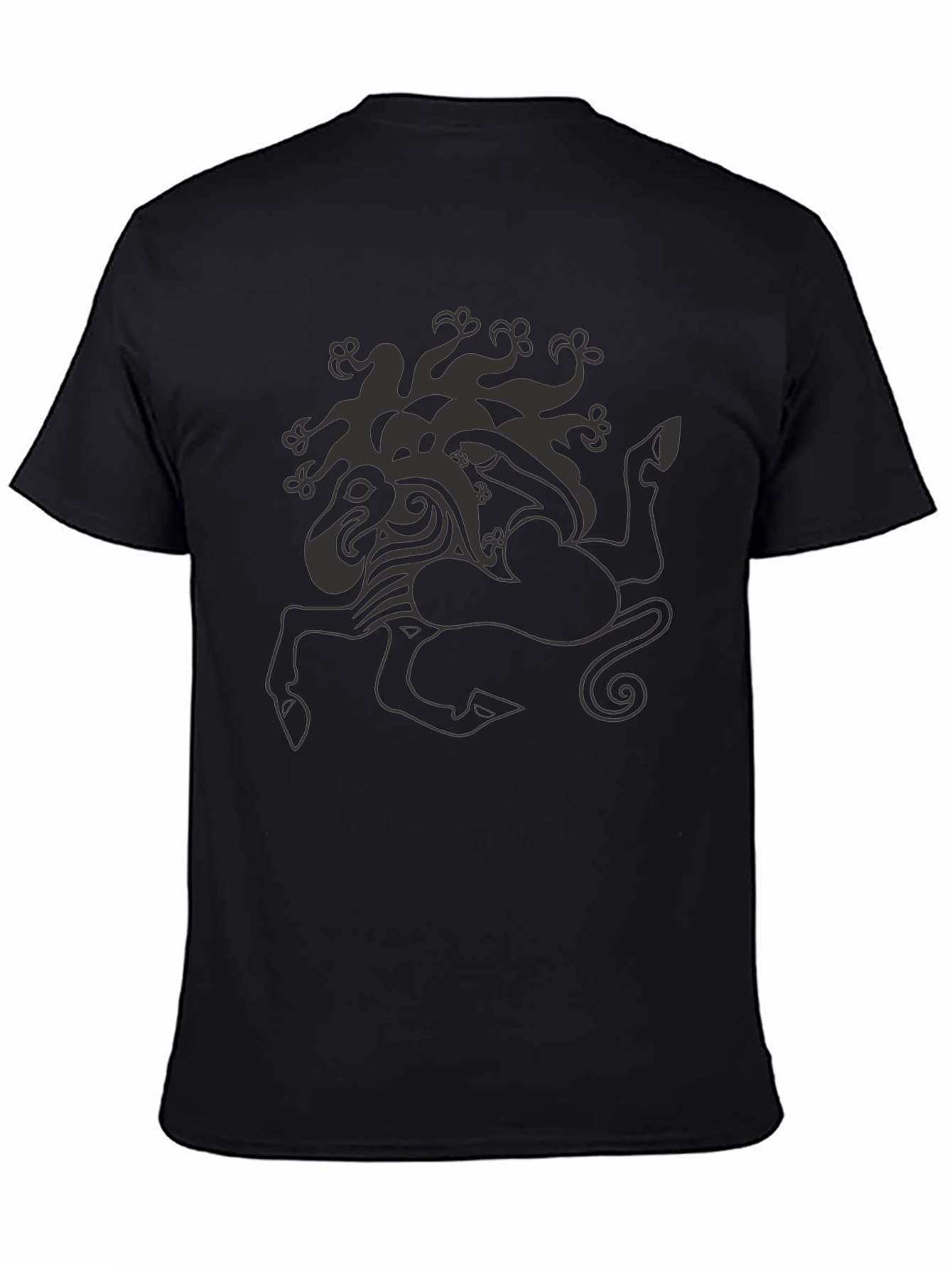 Mythical Creature Graphic Tee - Black Cotton Shirt