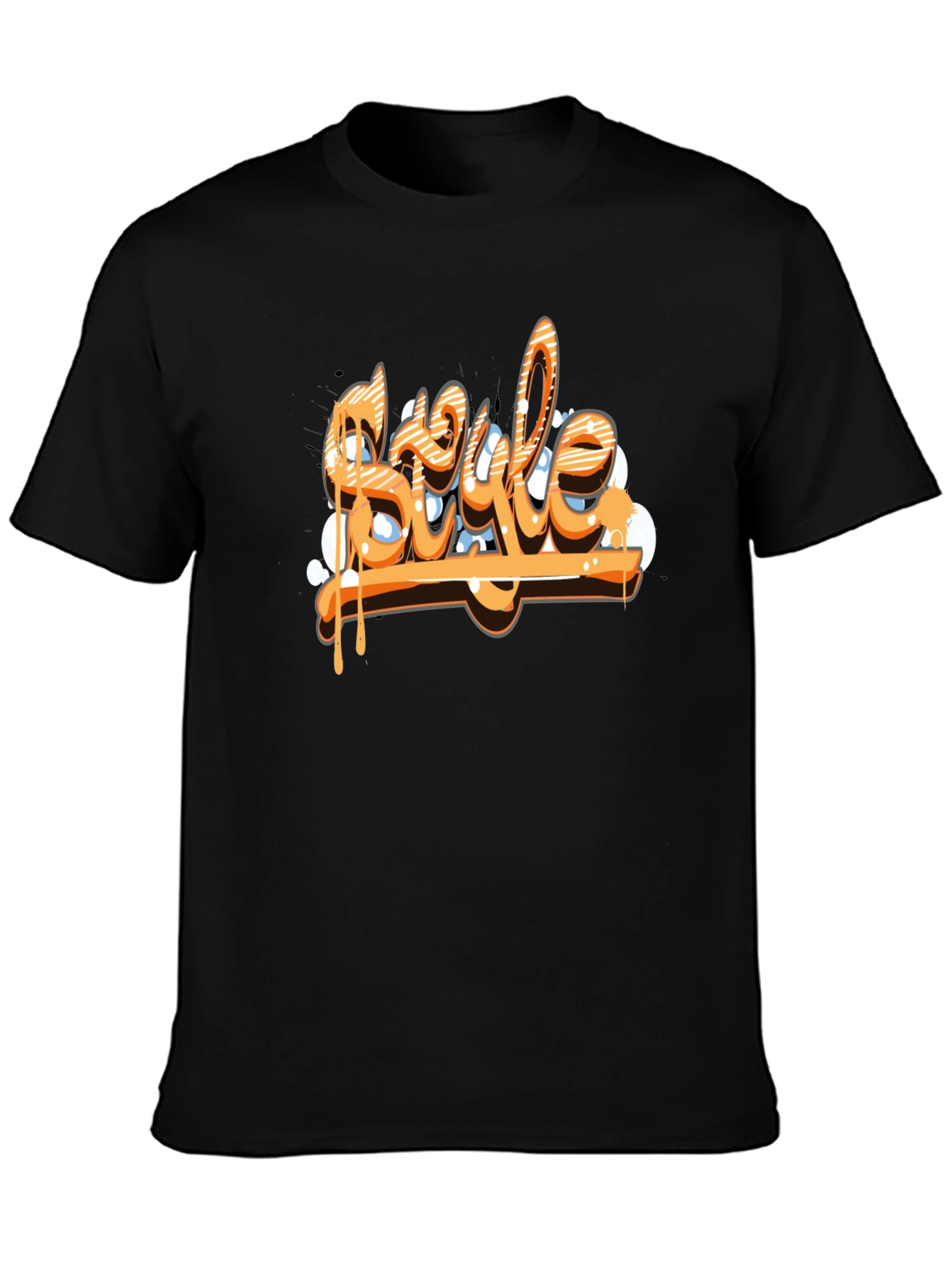Graffiti Style Graphic Print Mens Black T-Shirt