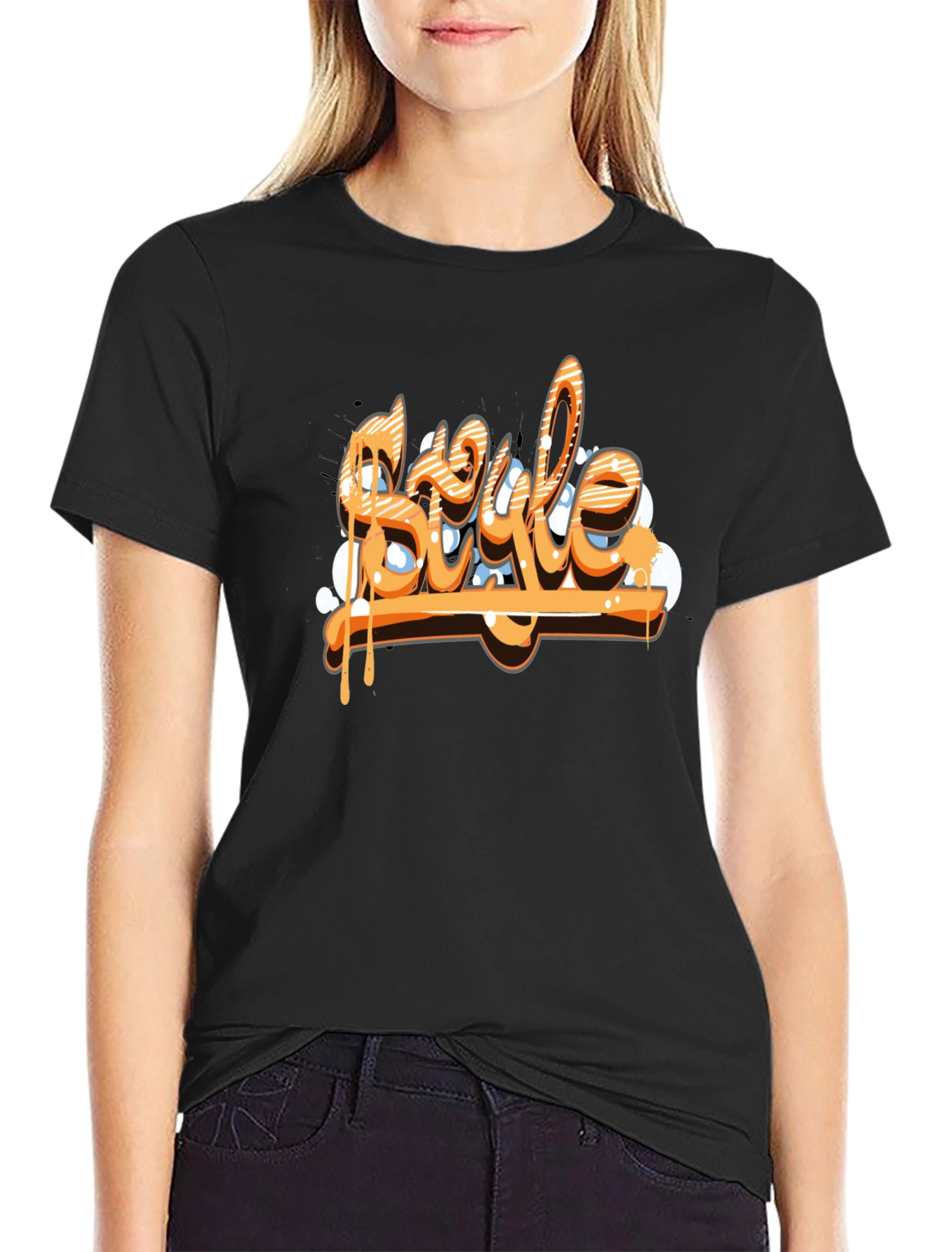 Graffiti Style Graphic Print Mens Black T-Shirt