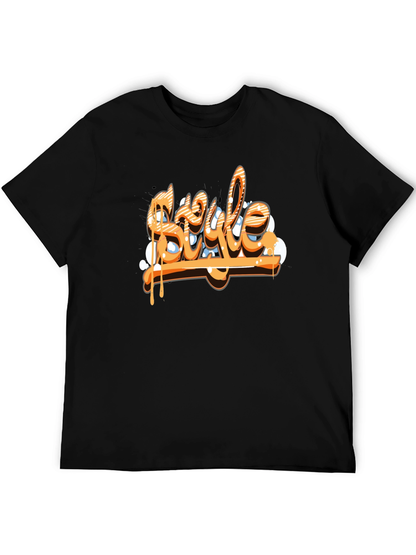 Graffiti Style Graphic Print Mens Black T-Shirt