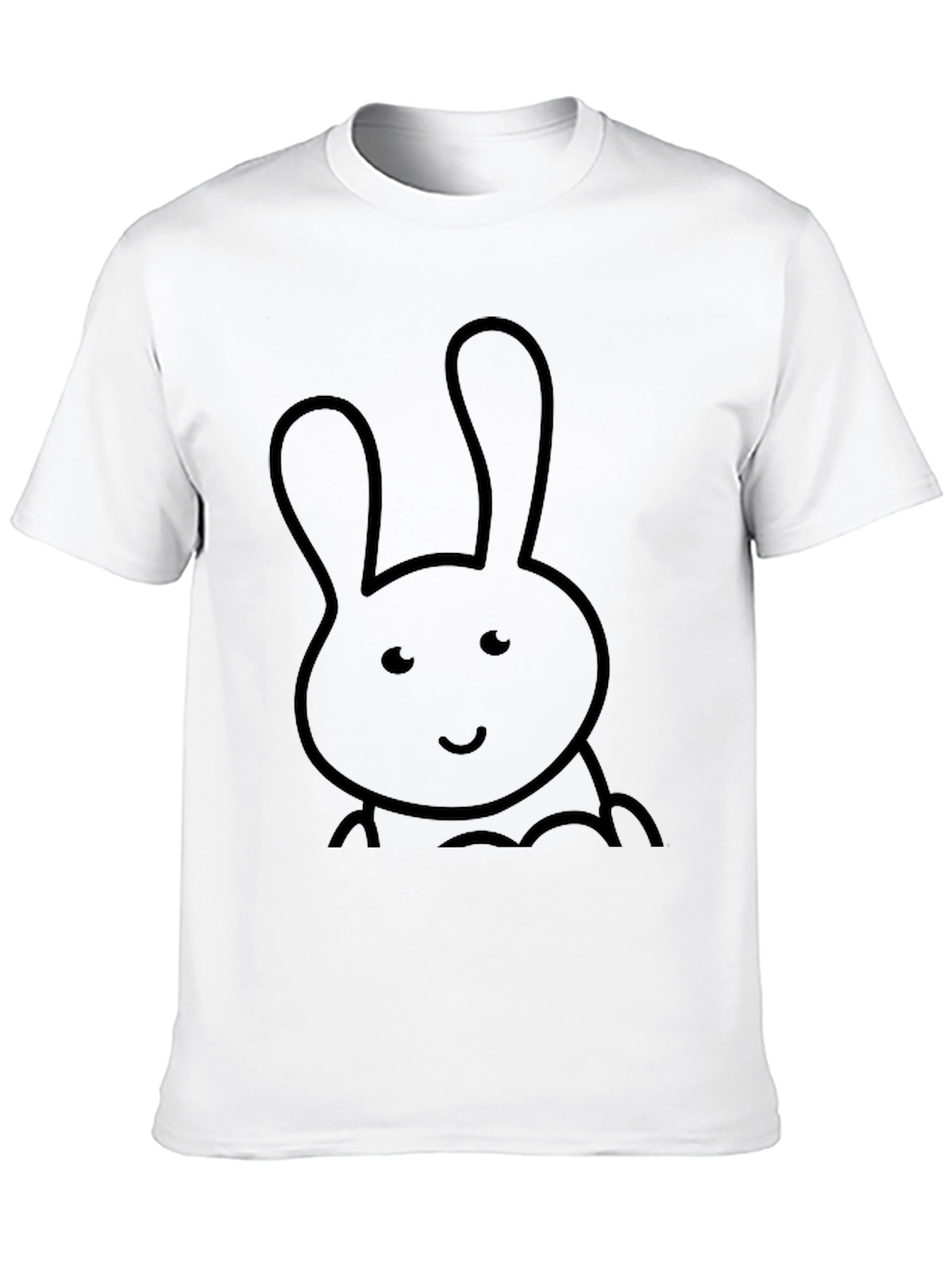 Cute Bunny Graphic Tee - Black Cotton Comfort