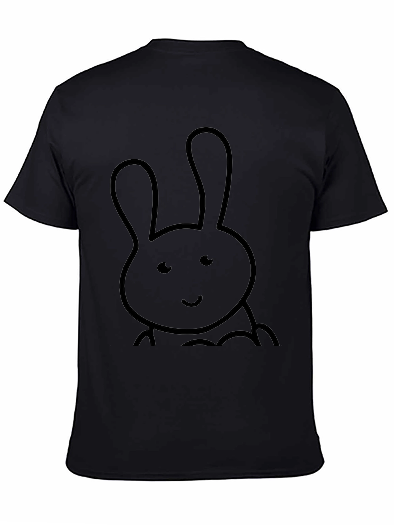 Cute Bunny Graphic Tee - Black Cotton Comfort