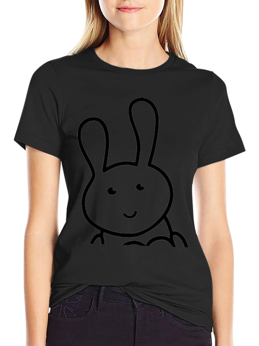 Cute Bunny Graphic Tee - Black Cotton Comfort