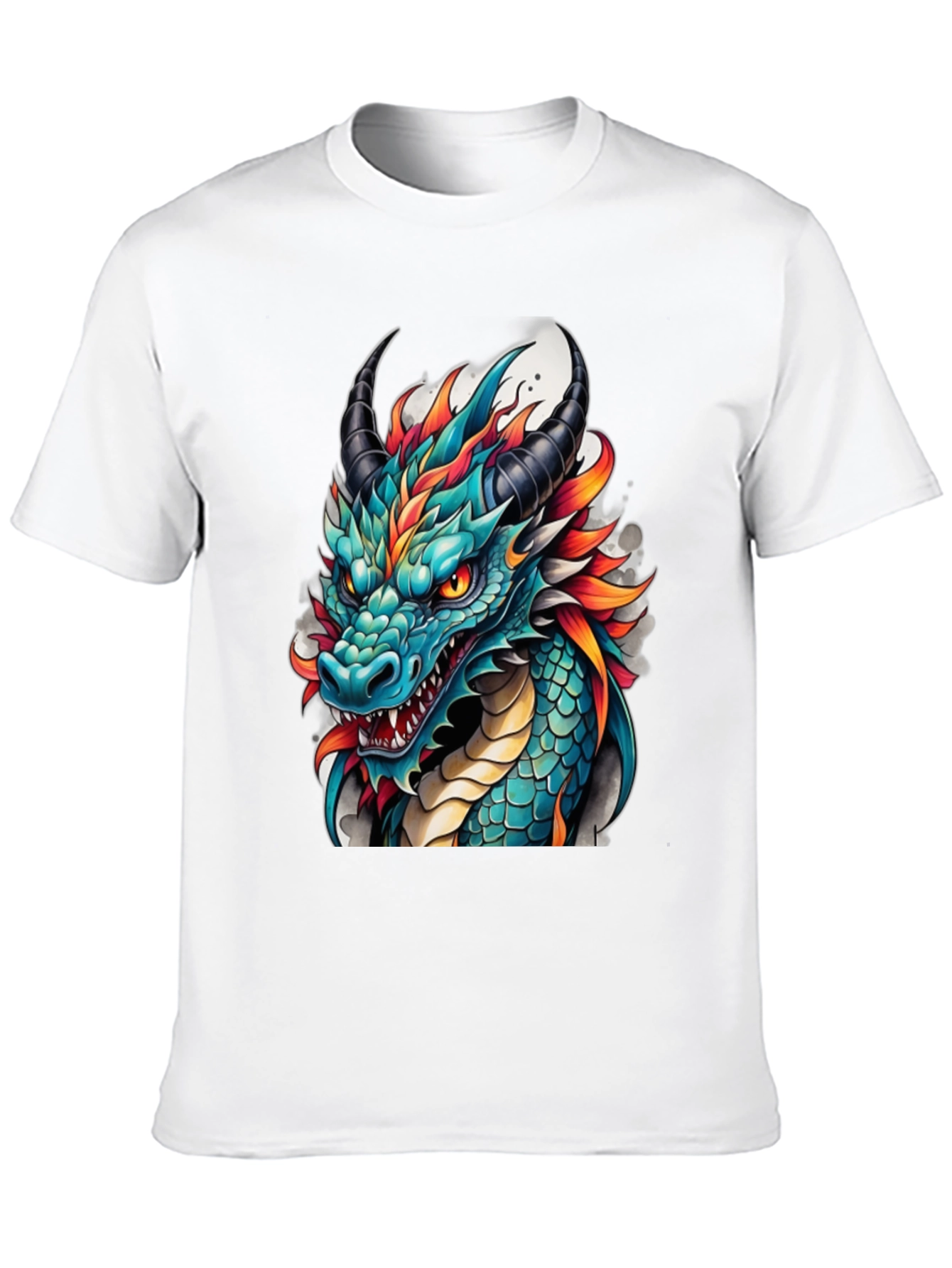 Dragon T-Shirt - Teal & Orange Graphic Tee