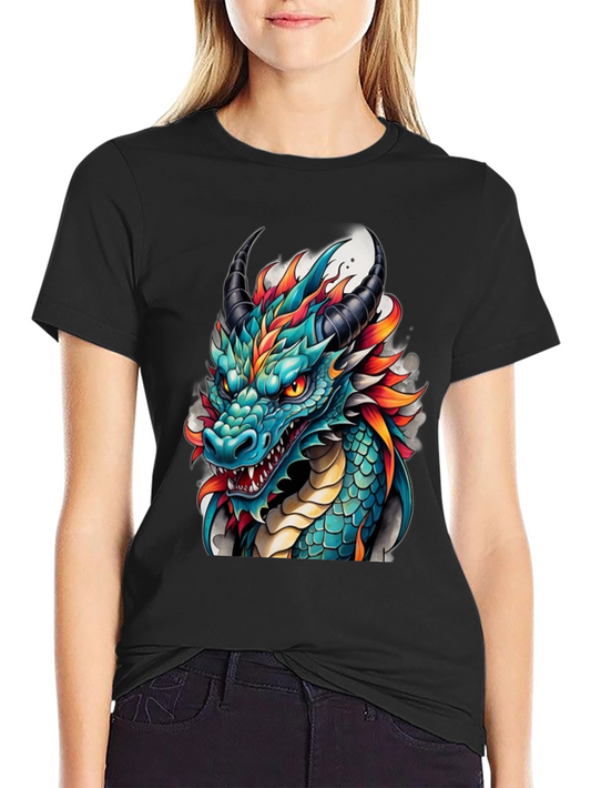 Dragon T-Shirt - Teal & Orange Graphic Tee