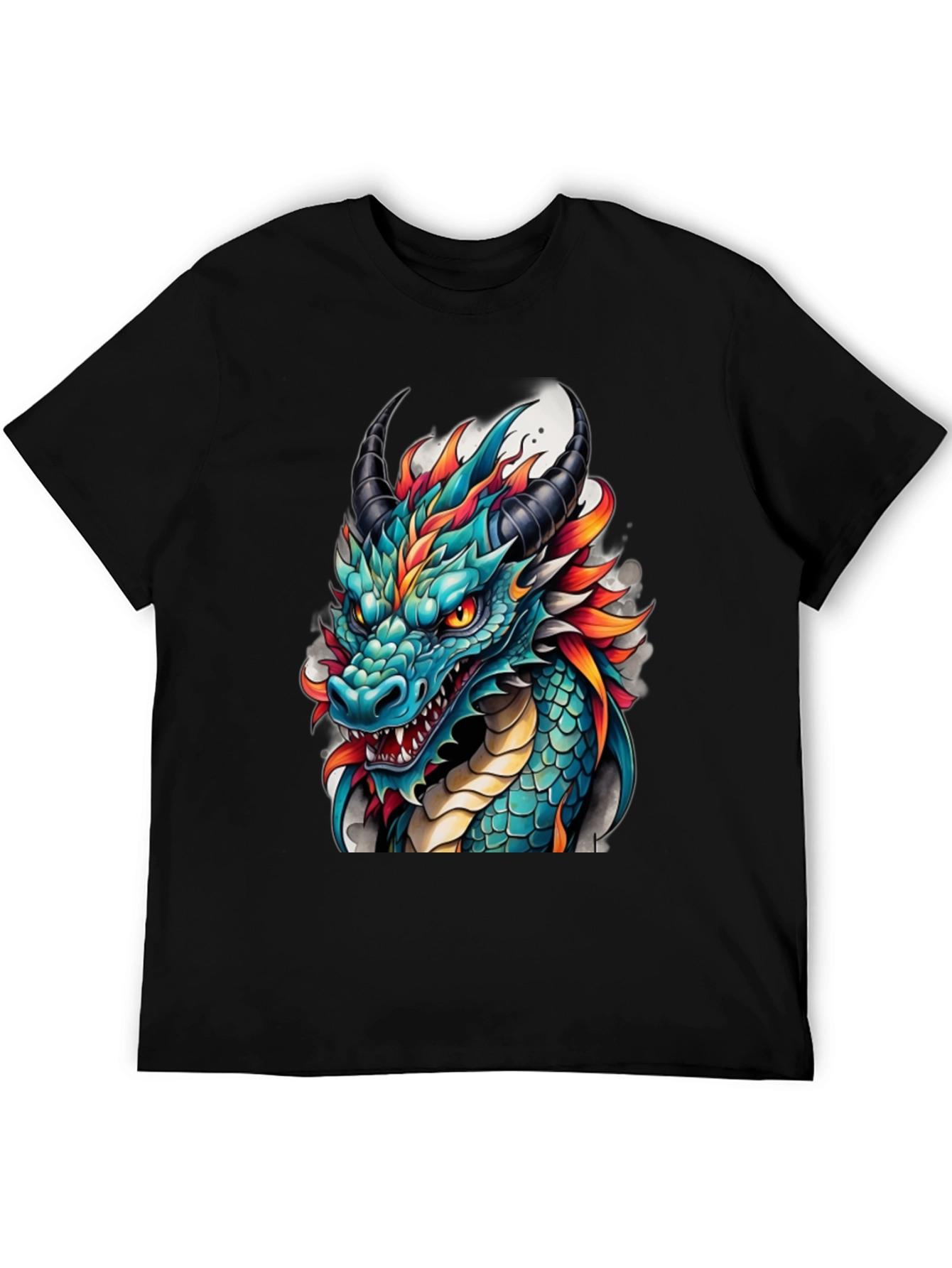 Dragon T-Shirt - Teal & Orange Graphic Tee