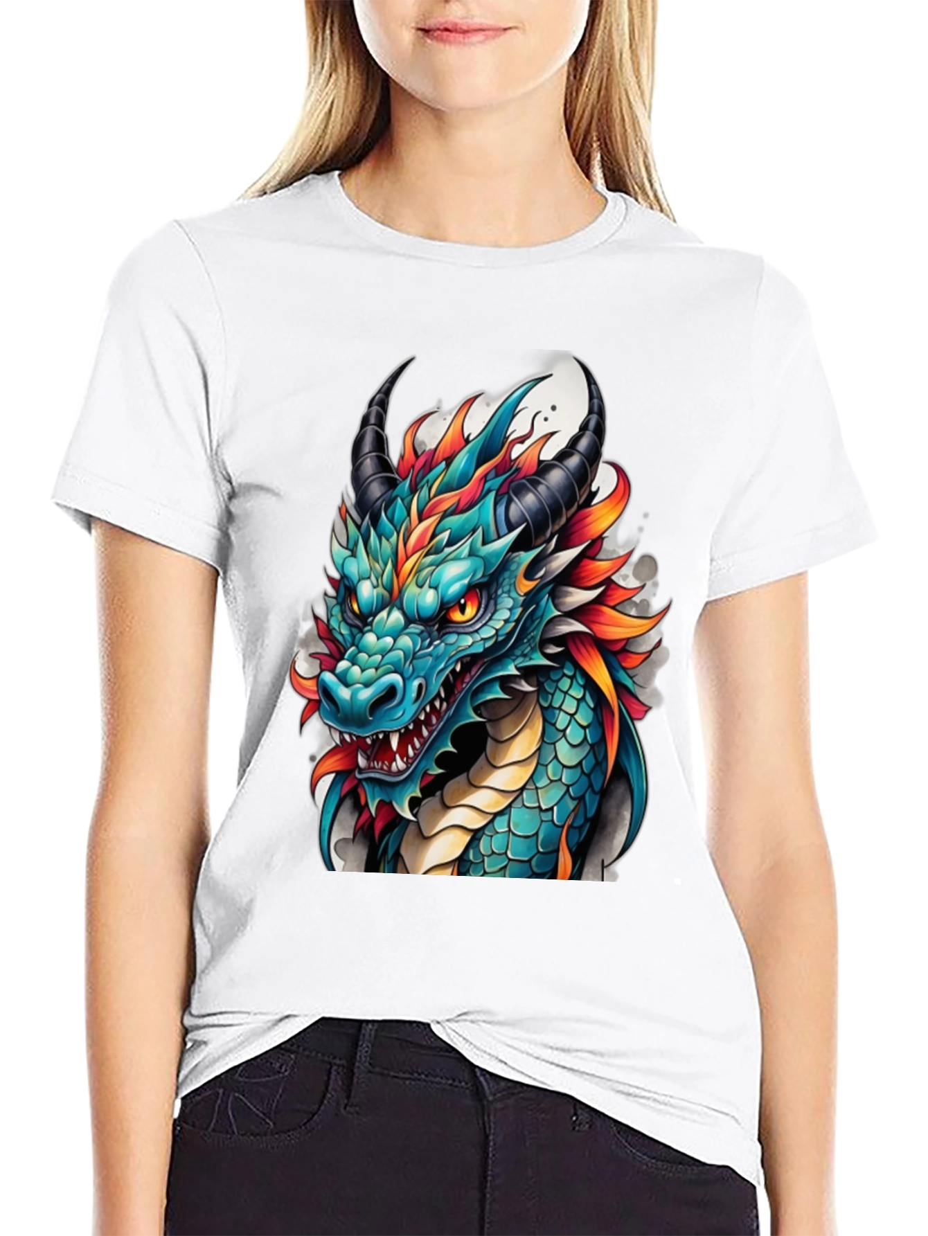 Dragon T-Shirt - Teal & Orange Graphic Tee