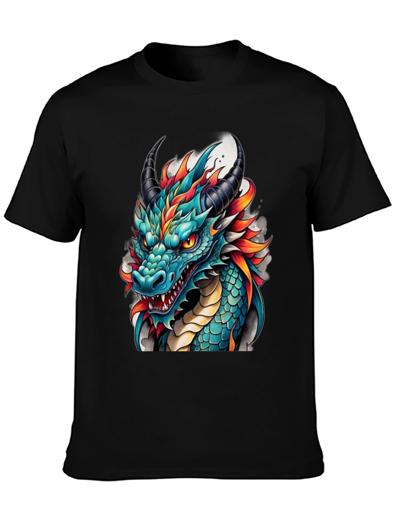 Dragon T-Shirt - Teal & Orange Graphic Tee