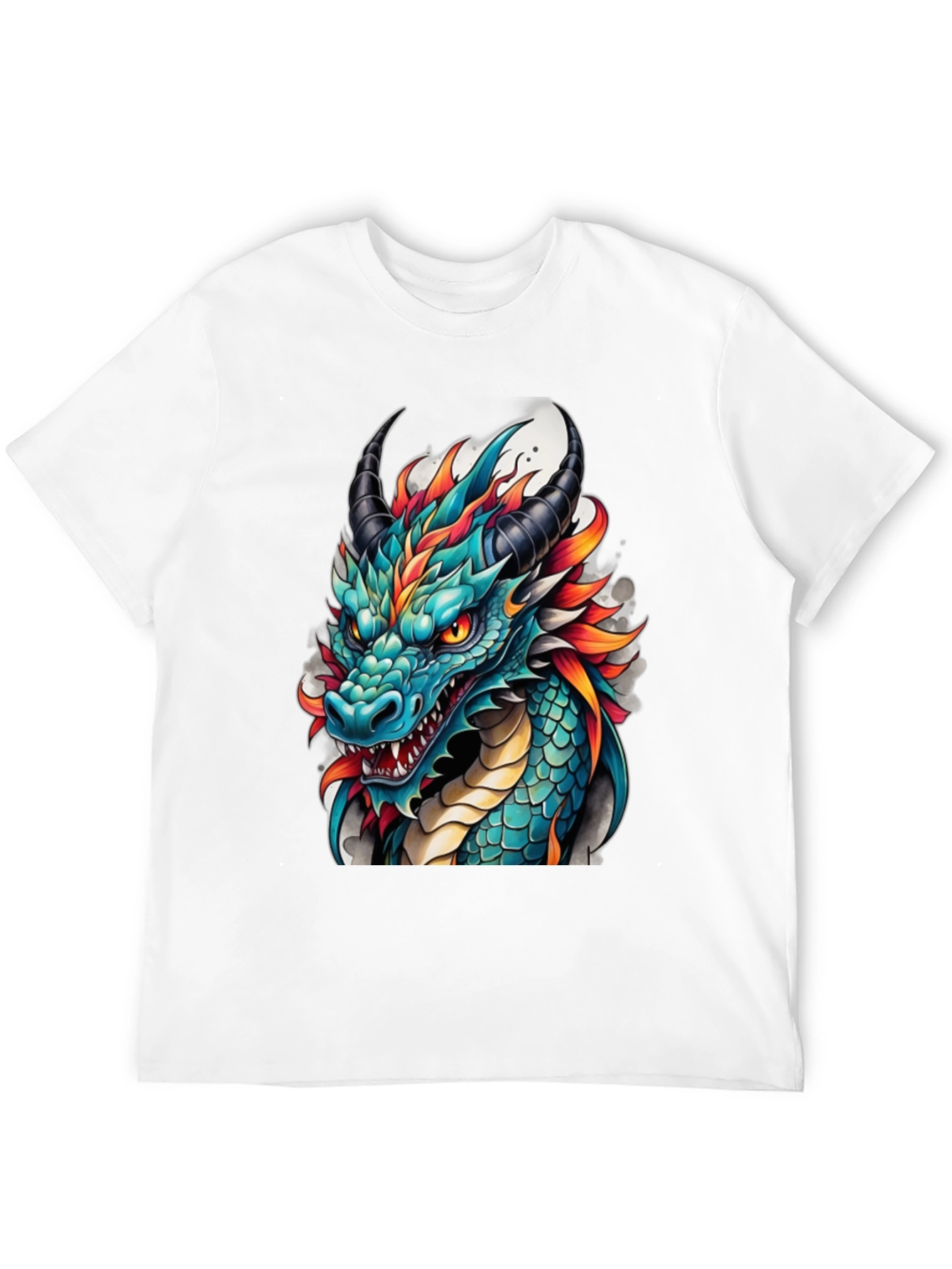 Dragon T-Shirt - Teal & Orange Graphic Tee