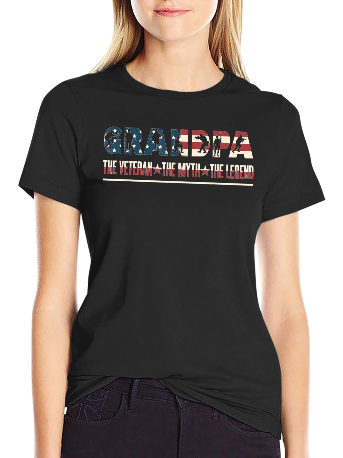 Grandpa Veteran Myth Legend Patriotic T-Shirt