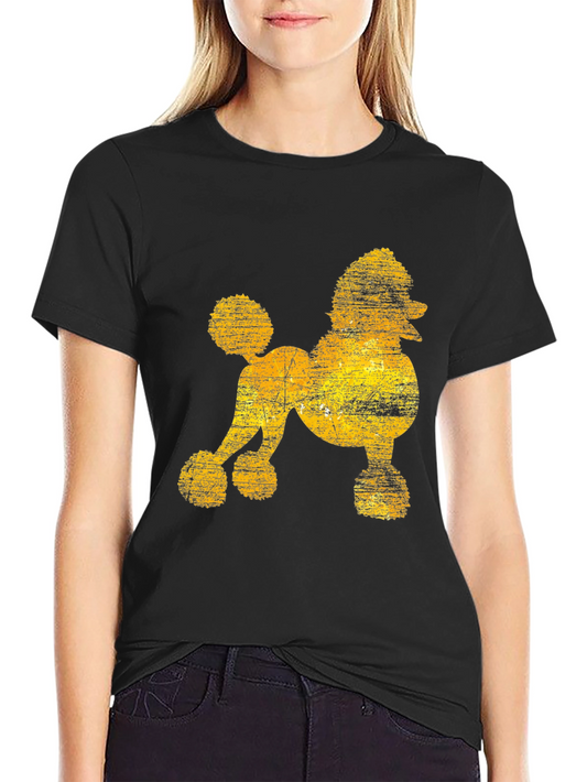 Poodle Silhouette Graphic Tee - Vintage Style