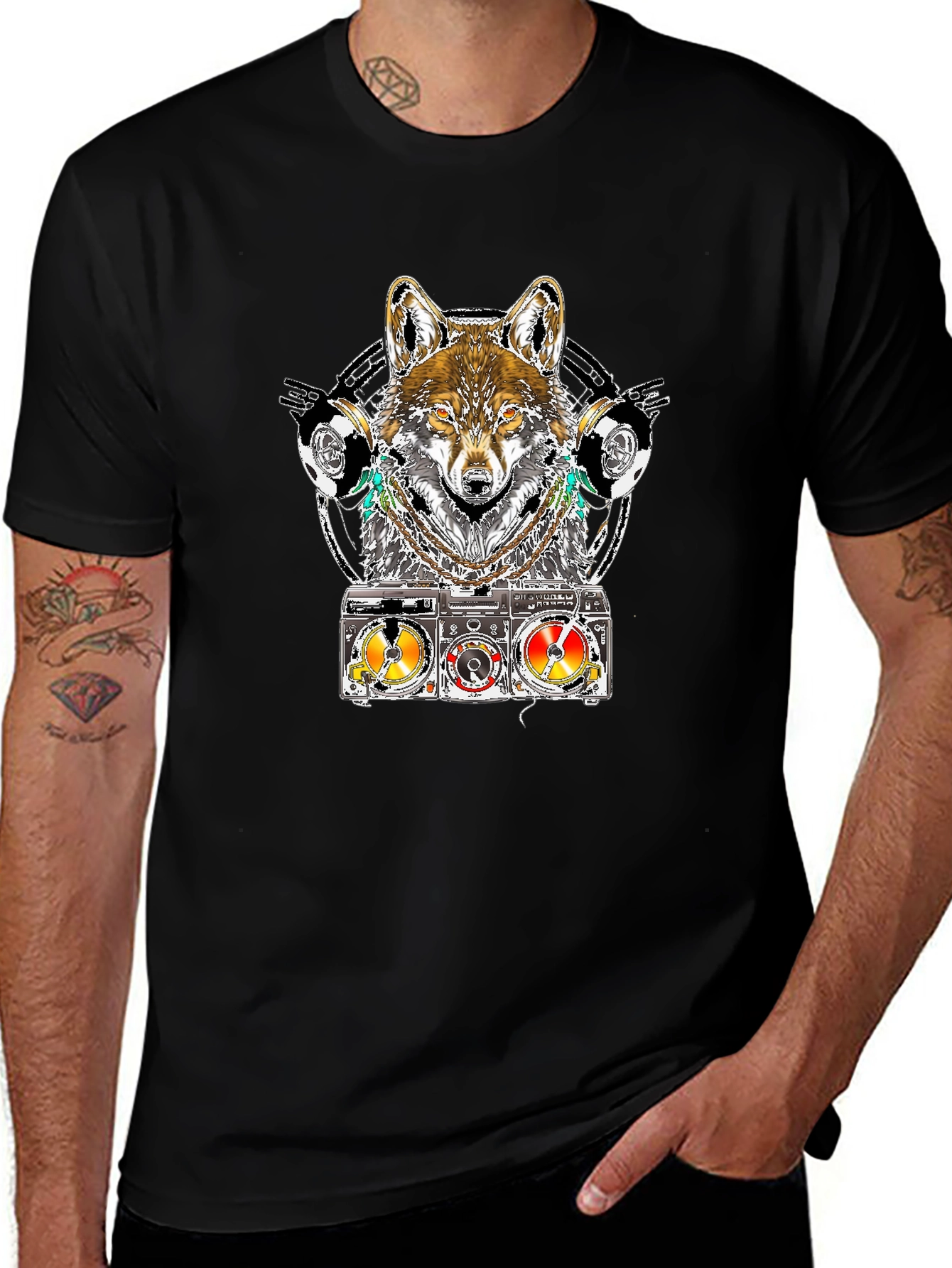 Wolf DJ T-Shirt - Unique Graphic Tee