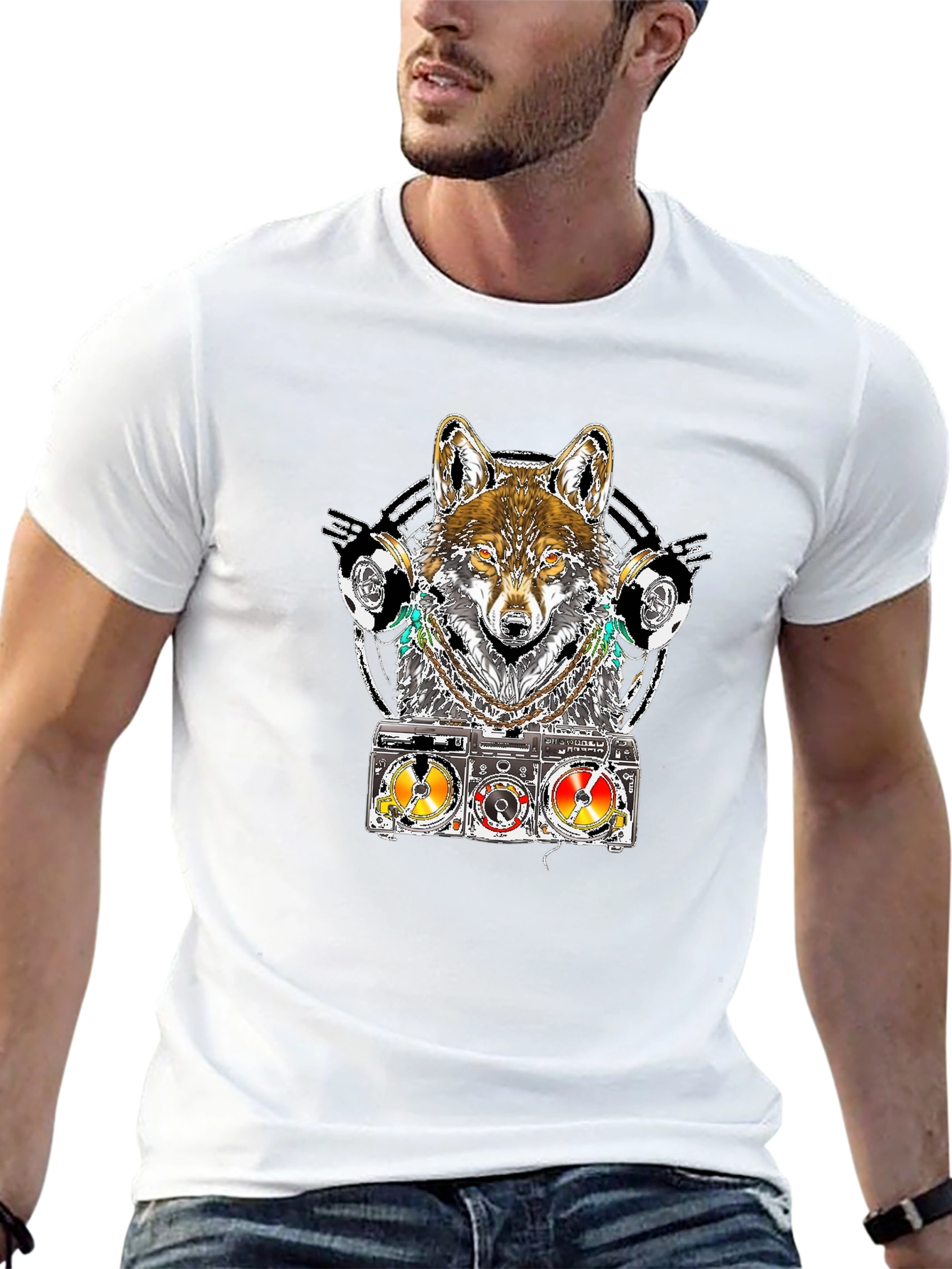 Wolf DJ T-Shirt - Unique Graphic Tee