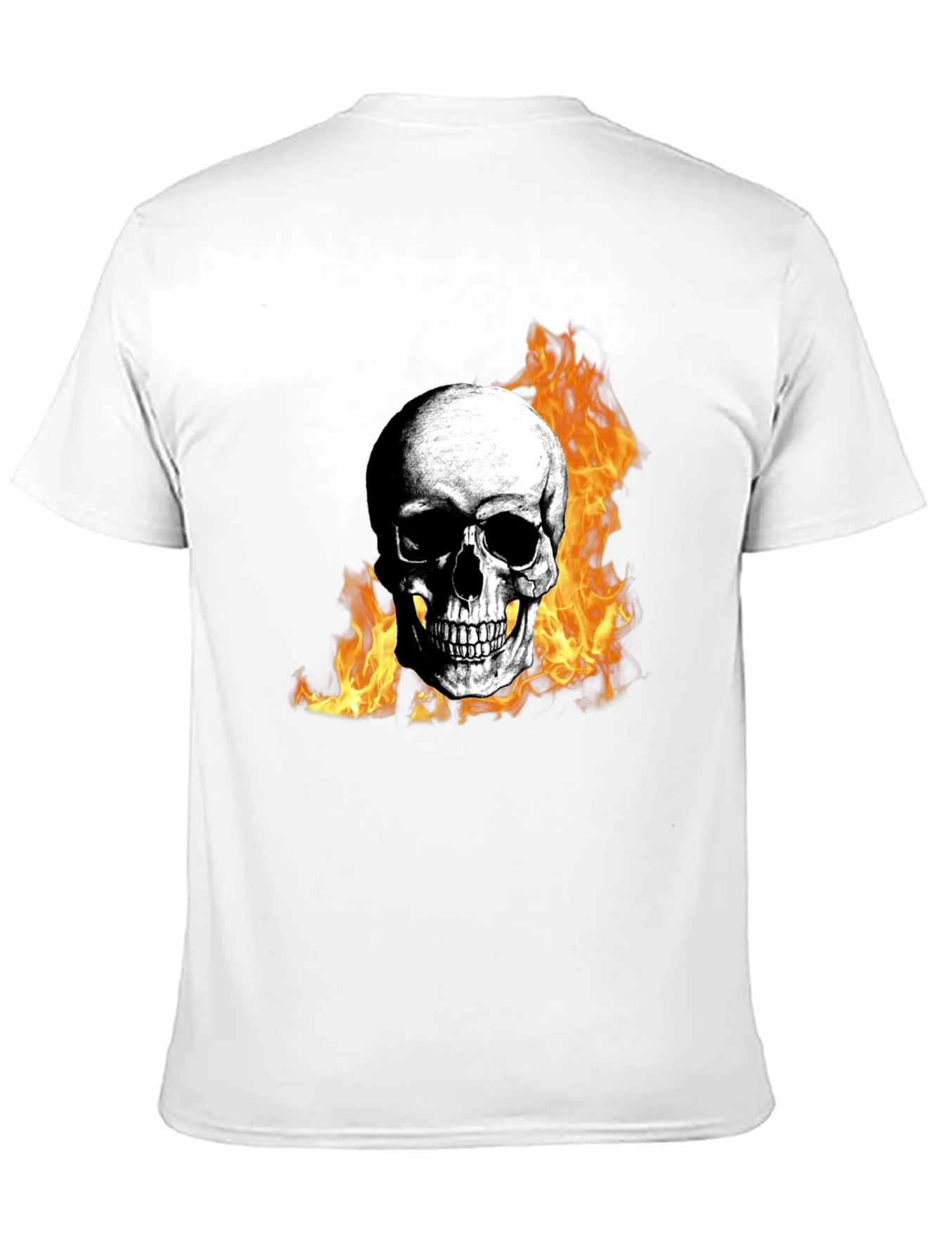 Skull on Fire Graphic Tee - Mens Black T-Shirt