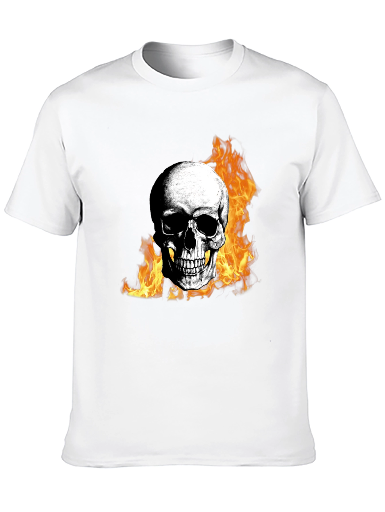 Skull on Fire Graphic Tee - Mens Black T-Shirt