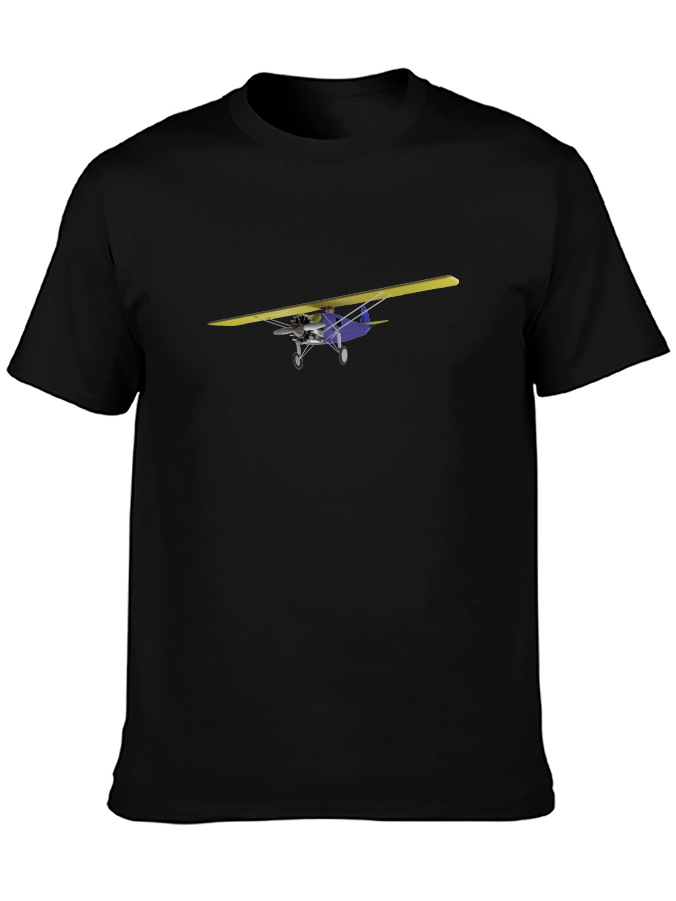 Black T-Shirt with Airplane Design