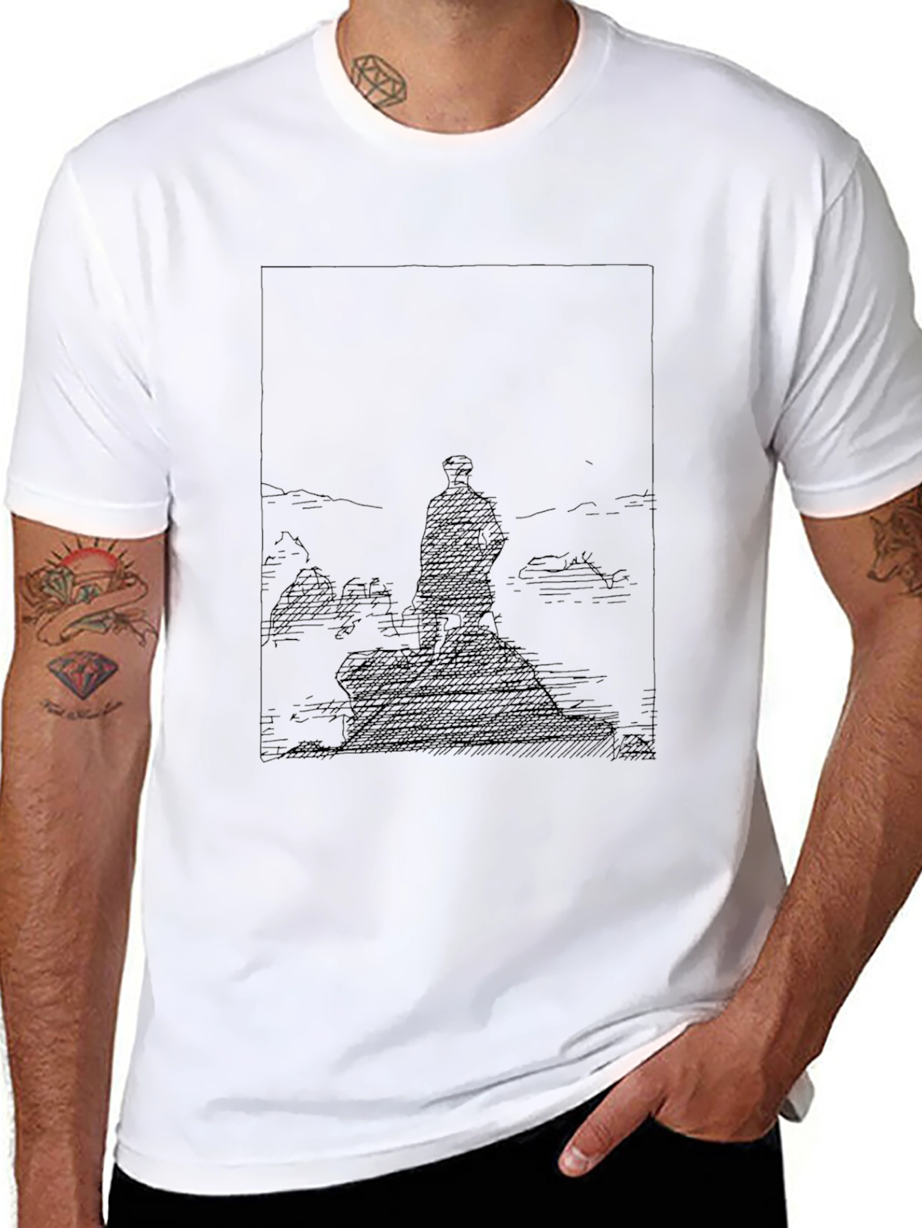 Wanderer Tee: Dark Graphic Print T-Shirt