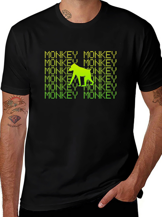 Monkey Text Graphic Print Black T-Shirt
