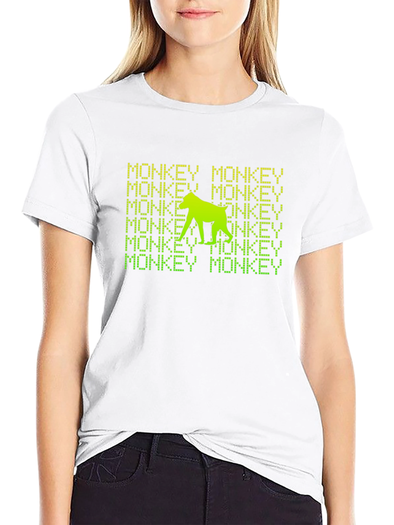 Monkey Text Graphic Print Black T-Shirt