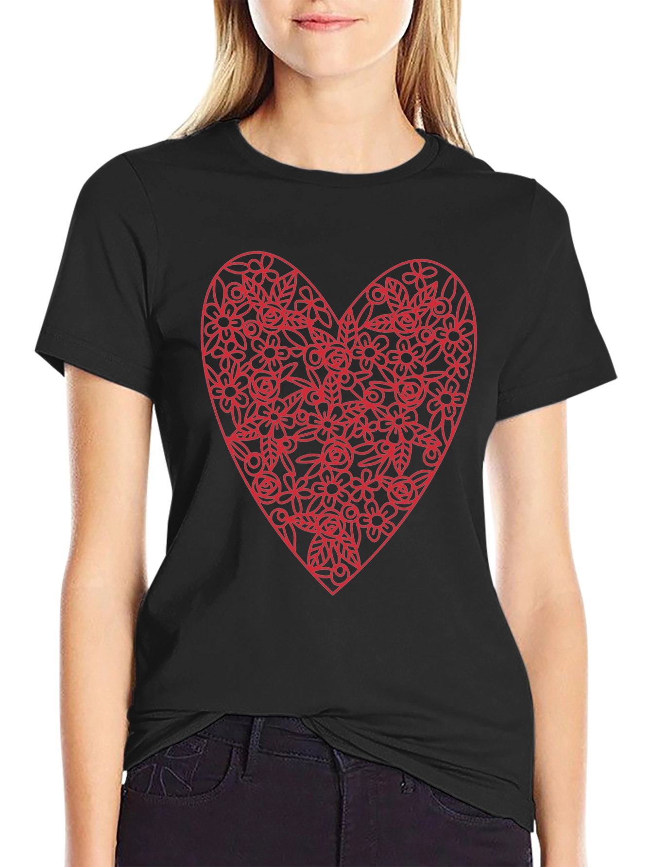 Floral Heart Graphic Tee - Valentines Day