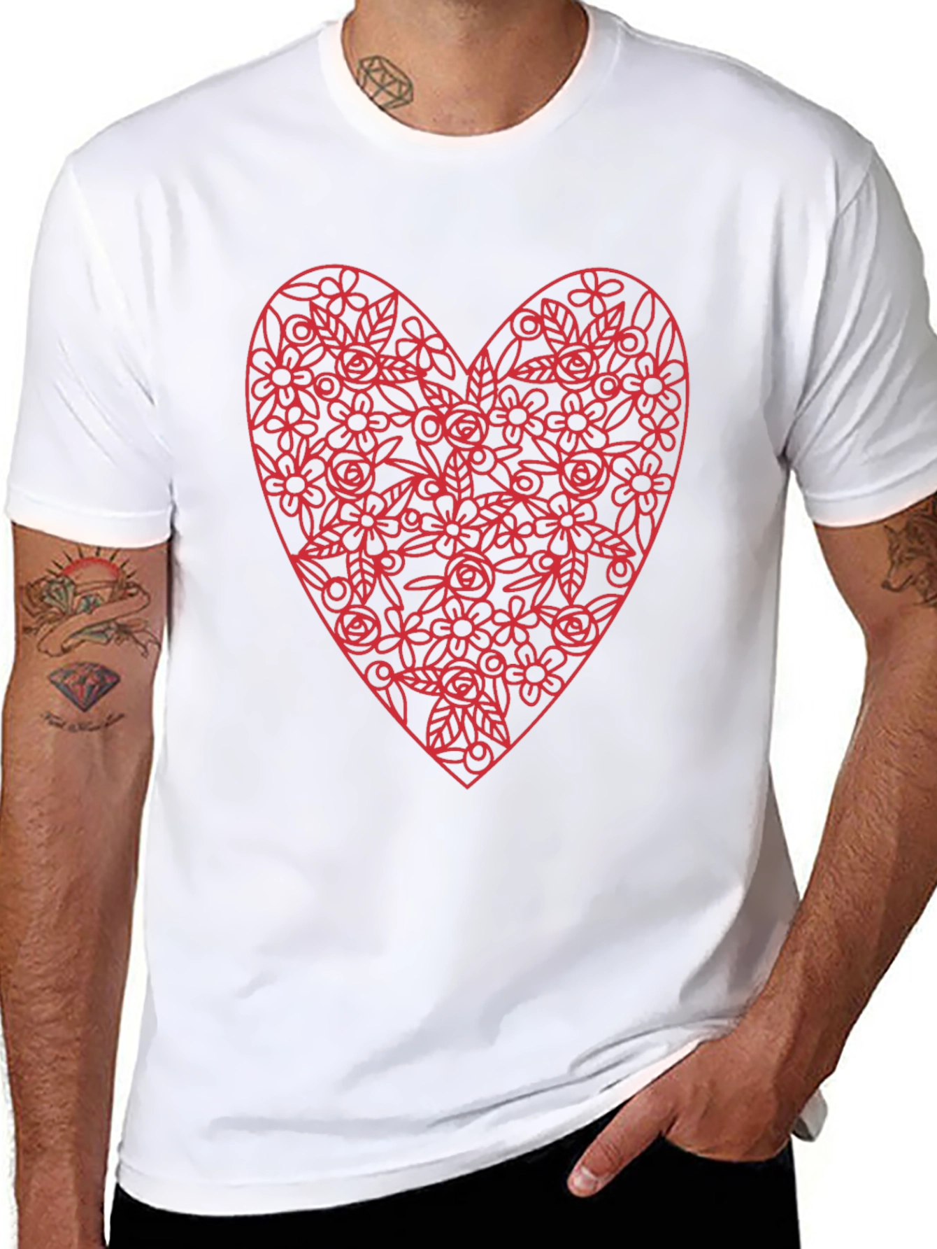 Floral Heart Graphic Tee - Valentines Day