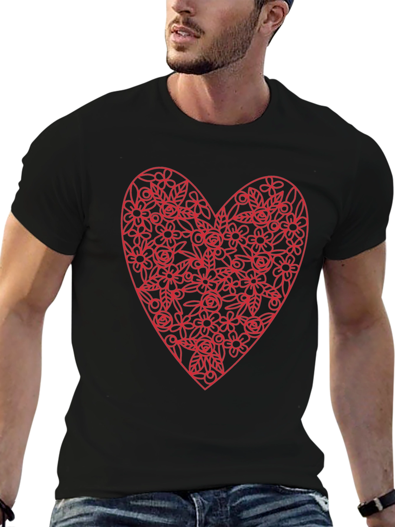 Floral Heart Graphic Tee - Valentines Day