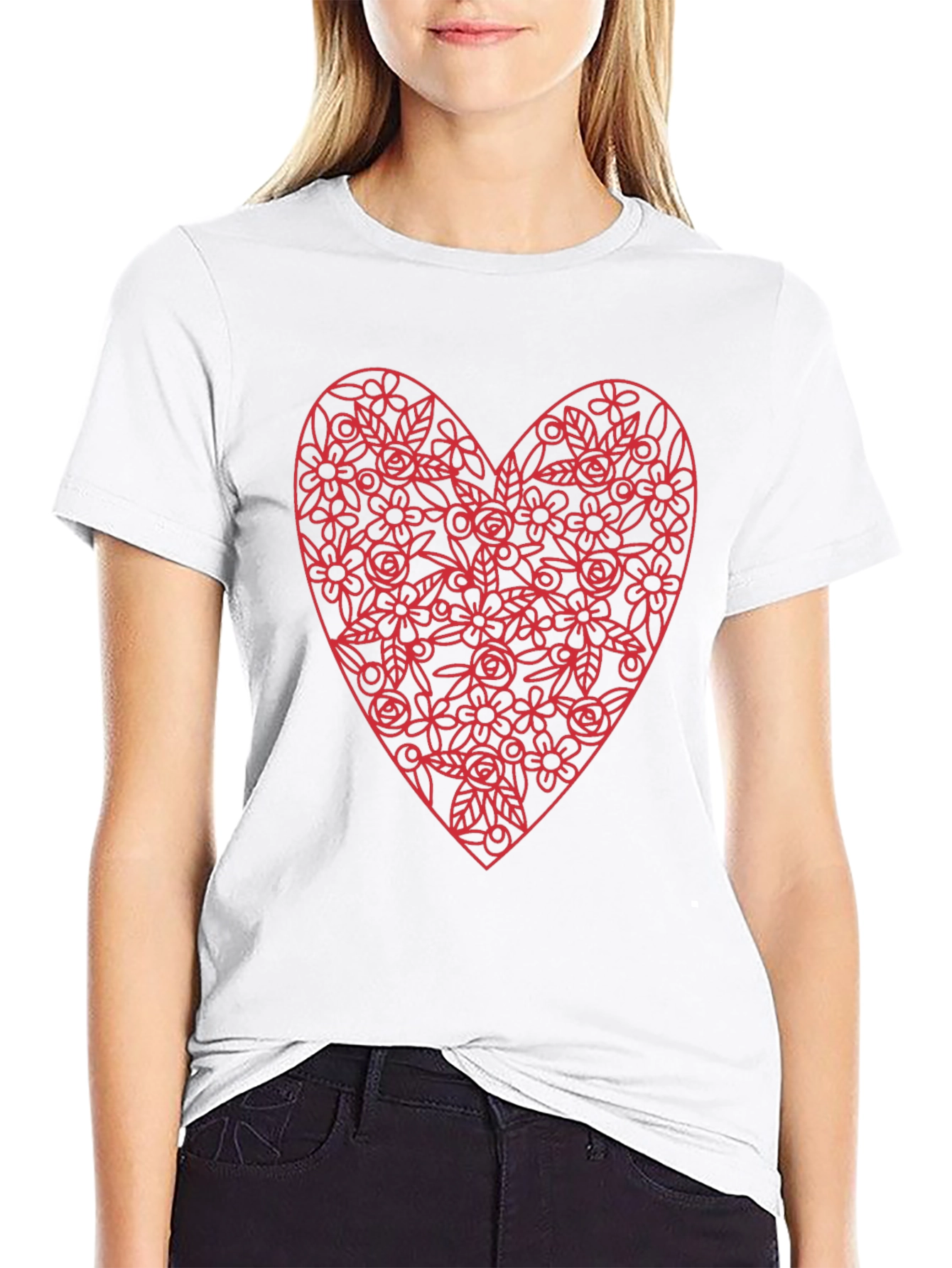 Floral Heart Graphic Tee - Valentines Day