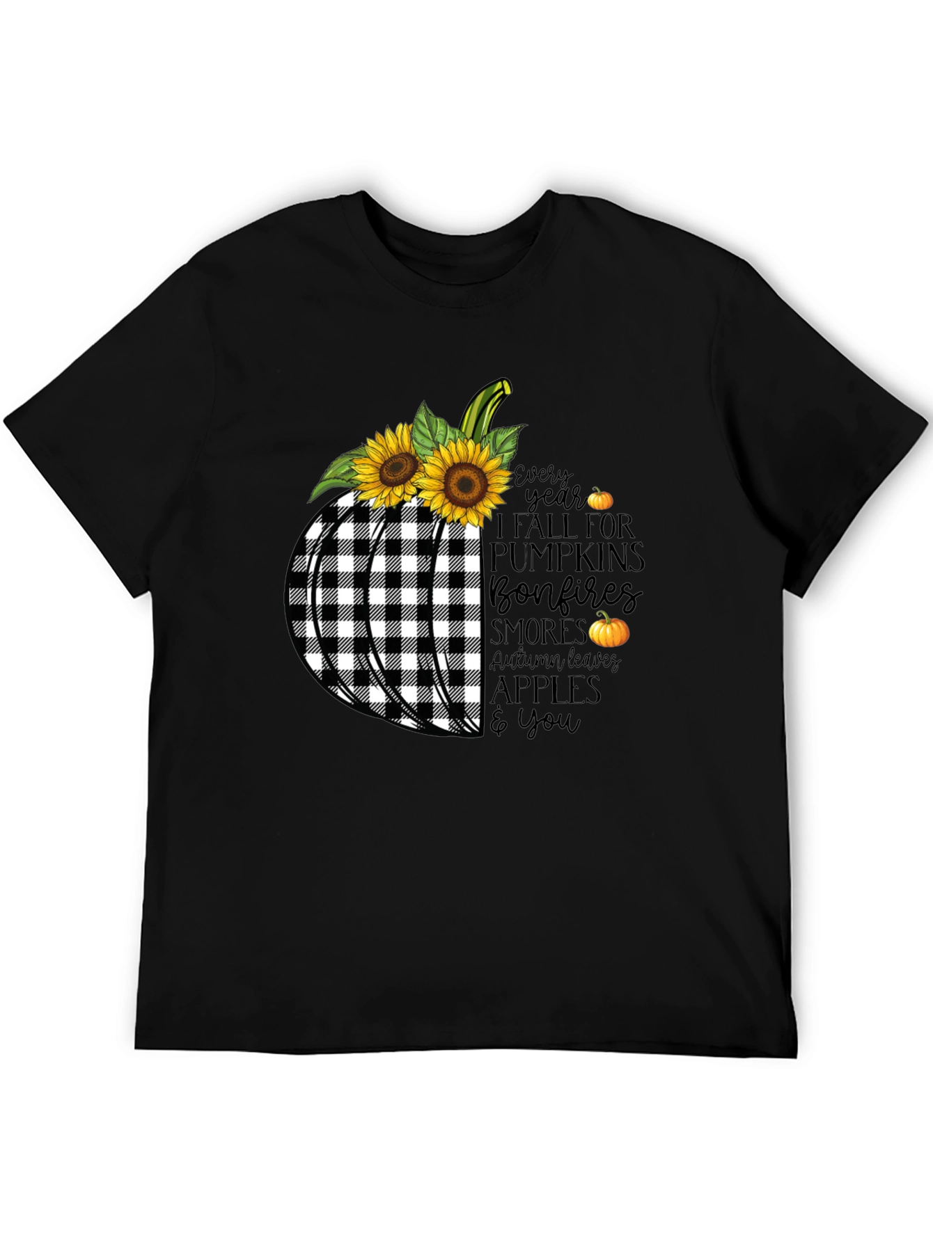 Fall Pumpkin Buffalo Plaid T-Shirt
